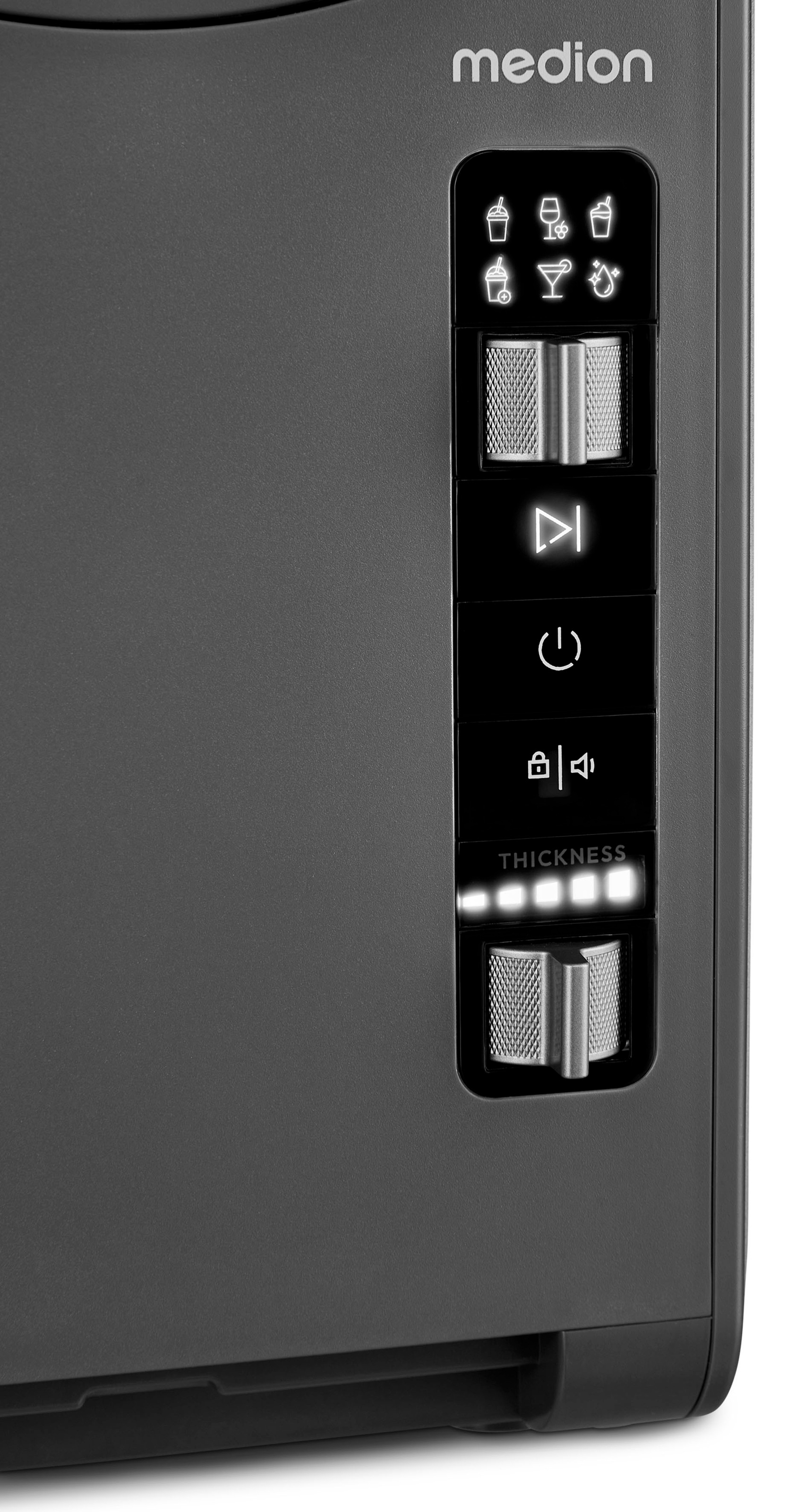 Medion® Slush-Eismaschine »LIFE MD12090 / Slush Ice Maker, 2,6 L Kapazität, Härtegradkontrolle«, 2,6 l, 200 W, 5 Programme, 30–60 Min. Zubereitungszeit, Kompressorkühlung