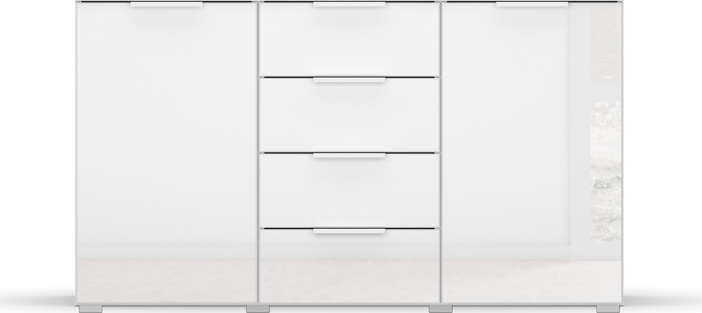 rauch Schubkastenkommode »Sideboard Kommode Kombikommode KOLUNA mit Glasfront«, mit 4 Schubkästen und 2 Türen sowie Metallgriffen MADE IN GERMANY