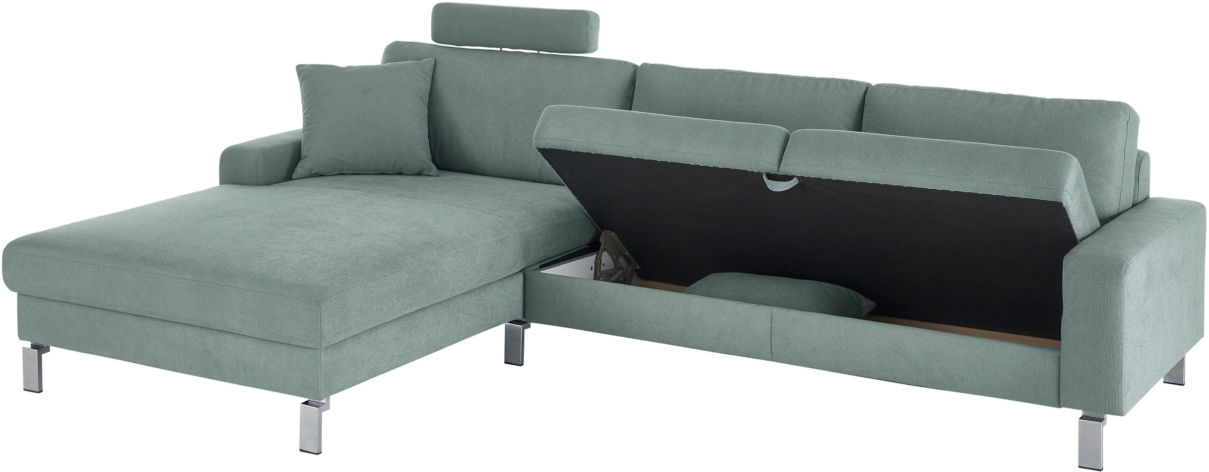 3C Candy Ecksofa »Lecce, wahlweise PUR-Schaumstoff oder Tonnentaschenfederkern«, Bett im 2,5-Sitzer, teilmotorische Schlaffunktion im Longchair, L-Form