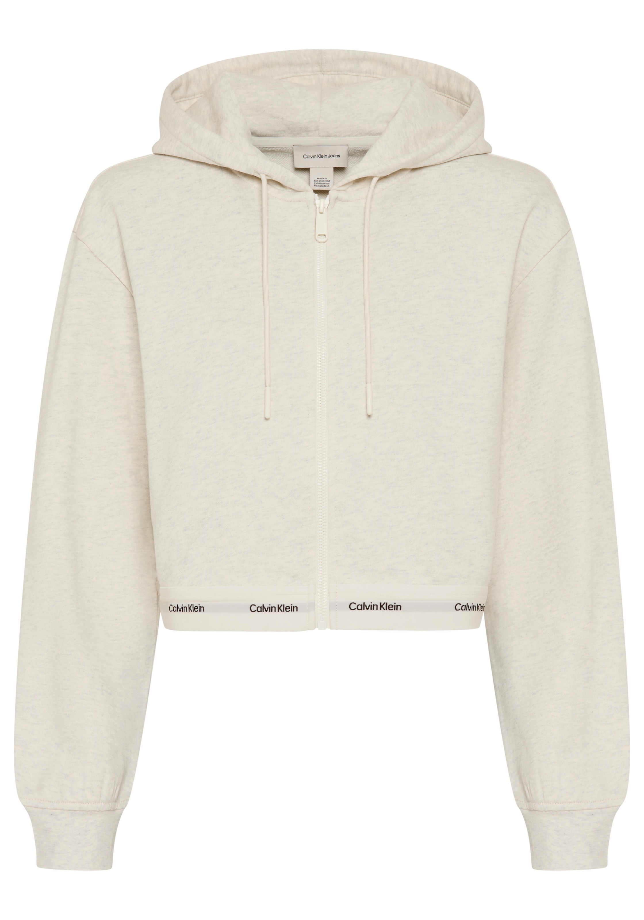 Calvin Klein Jeans Kapuzensweatjacke »LOGO WAIST CROPPED« mit Kapuze, kurze From, Logoschriftzug am Bund