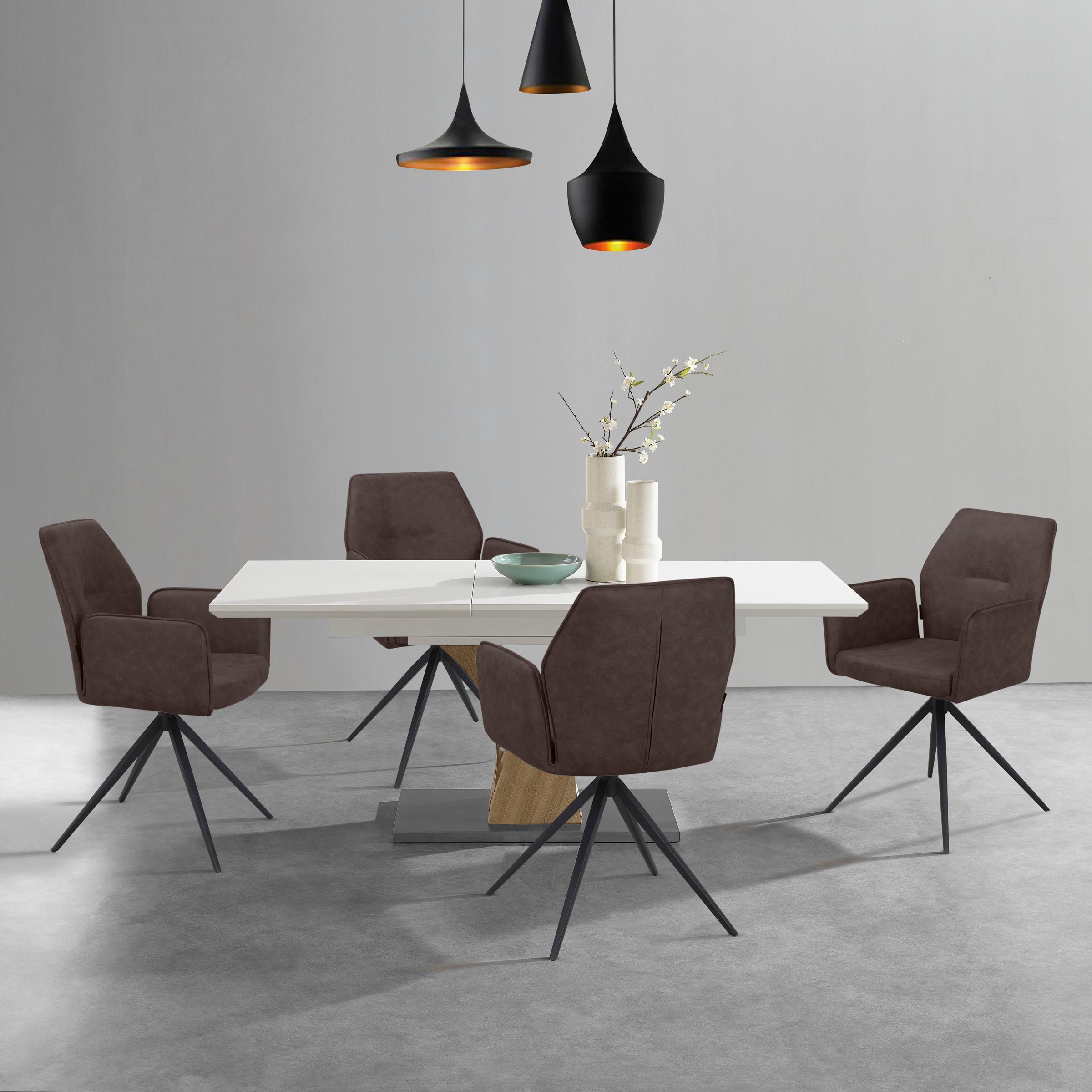 PLACES OF STYLE Esszimmerstuhl »Ozias« () Sitz und Rücken gepolstert, Gestell aus Metall schwarz, Sitzhöhe 50 cm, 2er Set