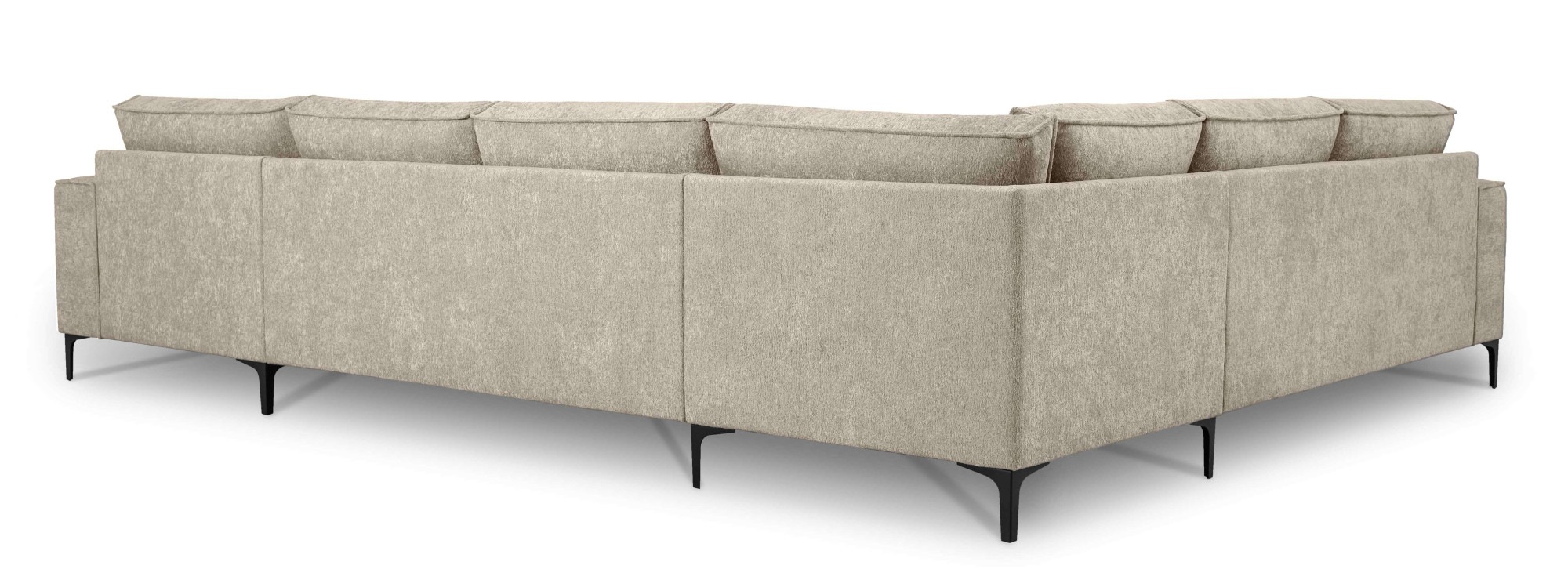 Places of Style Wohnlandschaft »XXL Sofa Oland, Struktur, Flachgewebe, Luxus-Microfaser, Boucle«, U-Form, 342 cm, Wellenunterfederung, Skandi-Design, Metallfüße