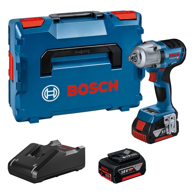 BOSCH PROFESSIONAL Akku-Drehschlagschrauber »GDS 18V-450 HC« Inkl. 2x Akkus 5 Ah und Schnellladegerät GAL 18V-40, mit L-BOXX (ohne Farbbezeichnung)...