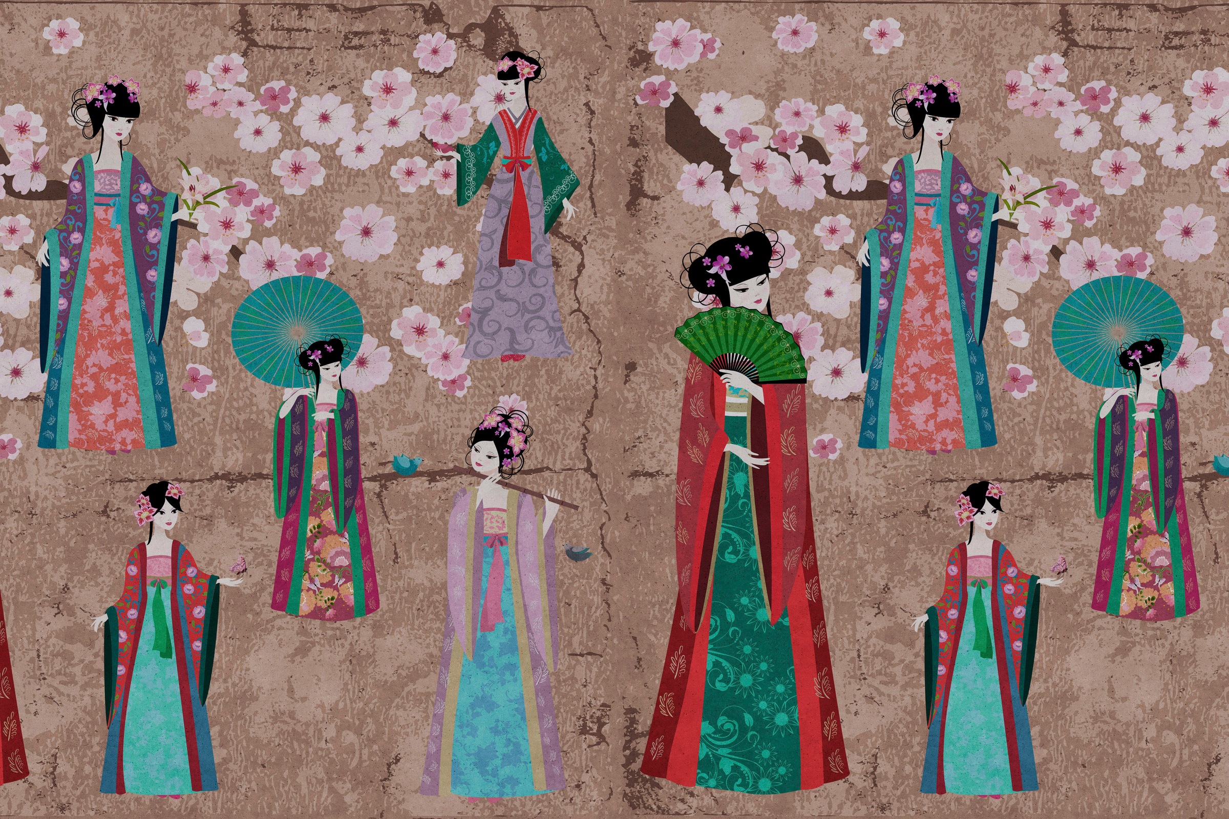 A.S. Création Leinwandbild »kimono«, Kunst-Gemälde-Kinder, (1 St.), Keilrahmen Bild Asiatisch Leinwand-Bild Wohnzimmer modern Wandbild