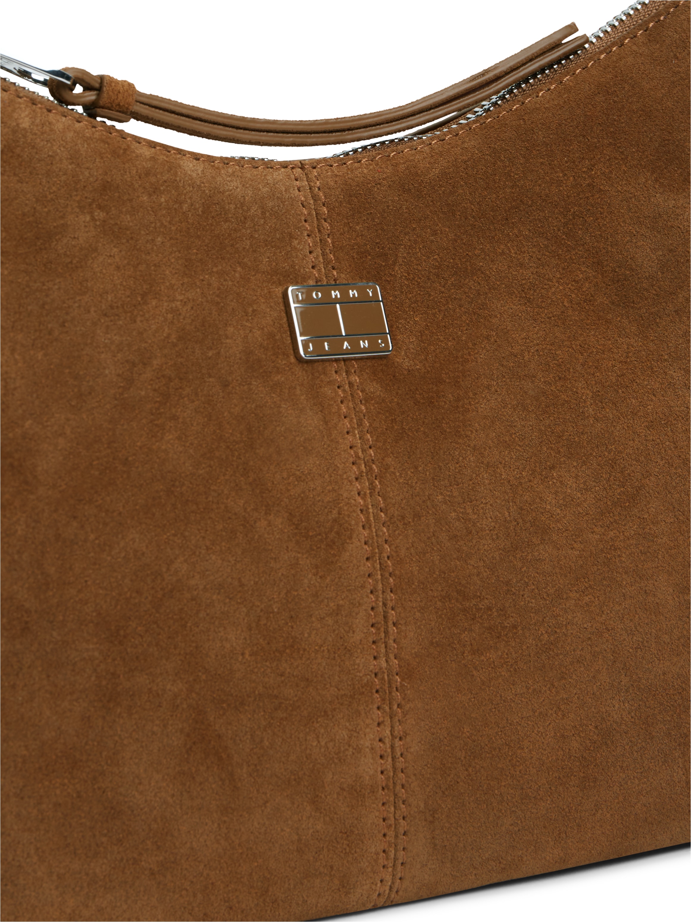 Tommy Jeans Schultertasche »TJW SLOUCHY SUEDE SHOULDER BAG« Damen Umhängetasche, Handtasche mit Ziernaht
