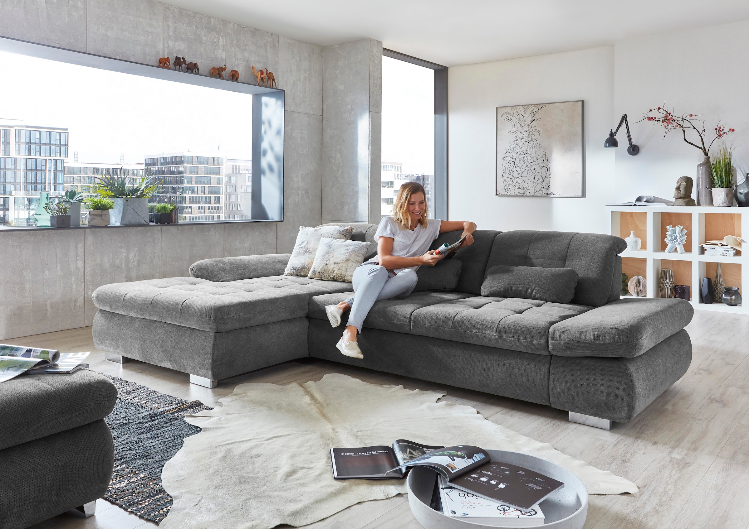 Die PlanBar Ecksofa »MP-IN17004 L-Form«, wahlweise mit Funktion, Federkern