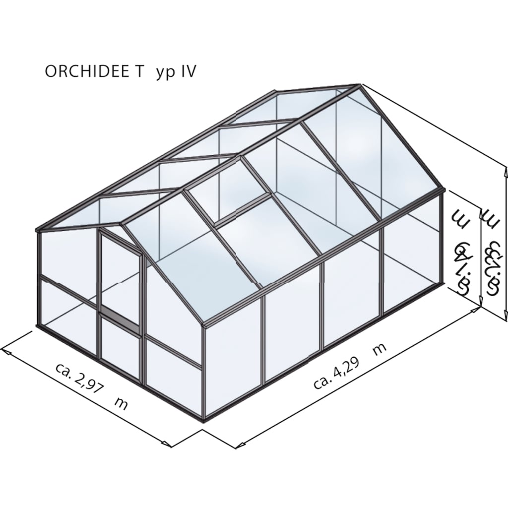 KGT Gewächshaus »Orchidee IV«, (inkl. Regenrinne)