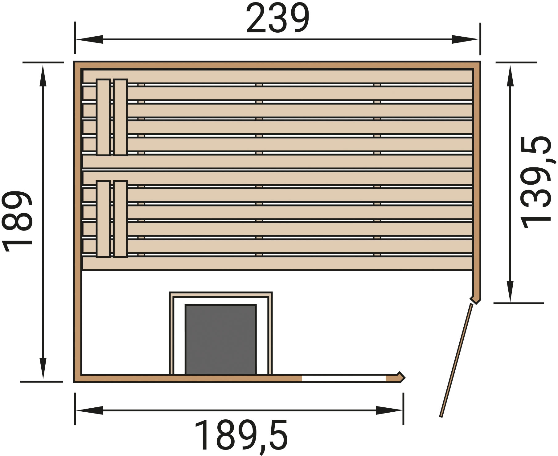 weka Sauna »Massivholzsauna VALIDA Eck 3« Blockbohlen, Fensterlement, moderne Ganzglastür
