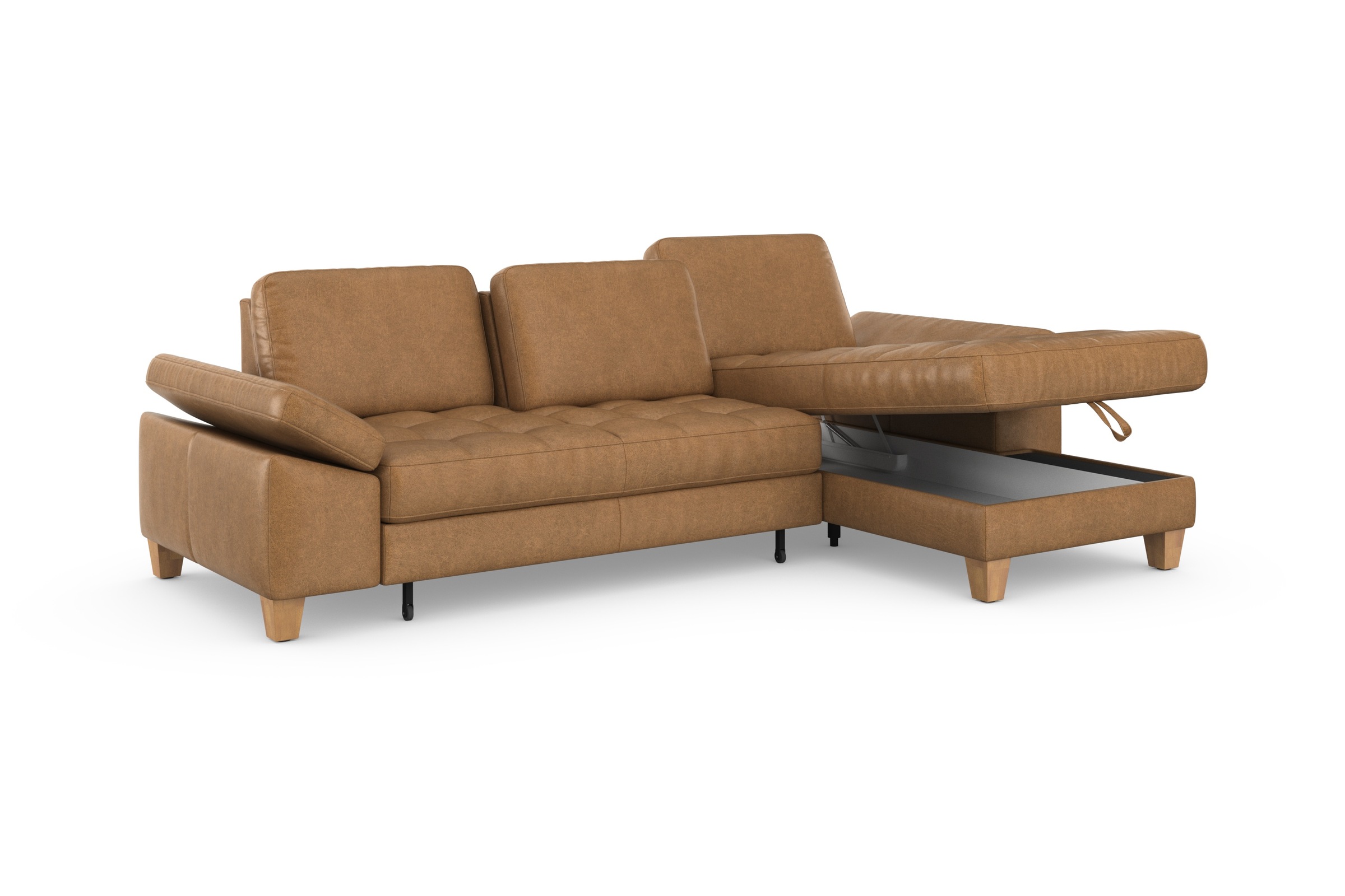 sit&more Ecksofa »Westham L-Form«, mit Recamiere, mit oder ohne Bettfunktion, Bettkasten, Füße Eiche