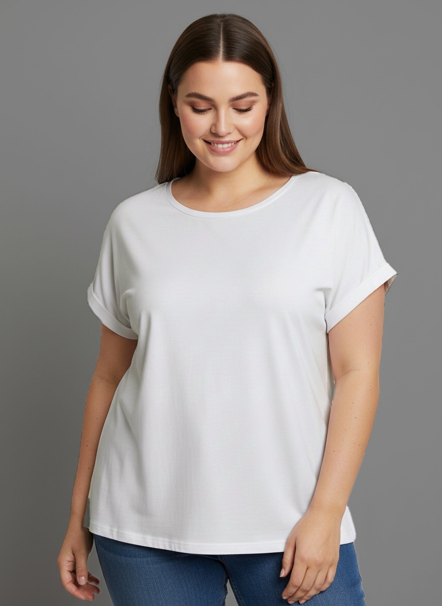 Laura Scott CURVE T-Shirt 2 Stk. tlg. im 2er Pack mit modischem Ärmelaufschlag - GROSSE GRÖSSEN
