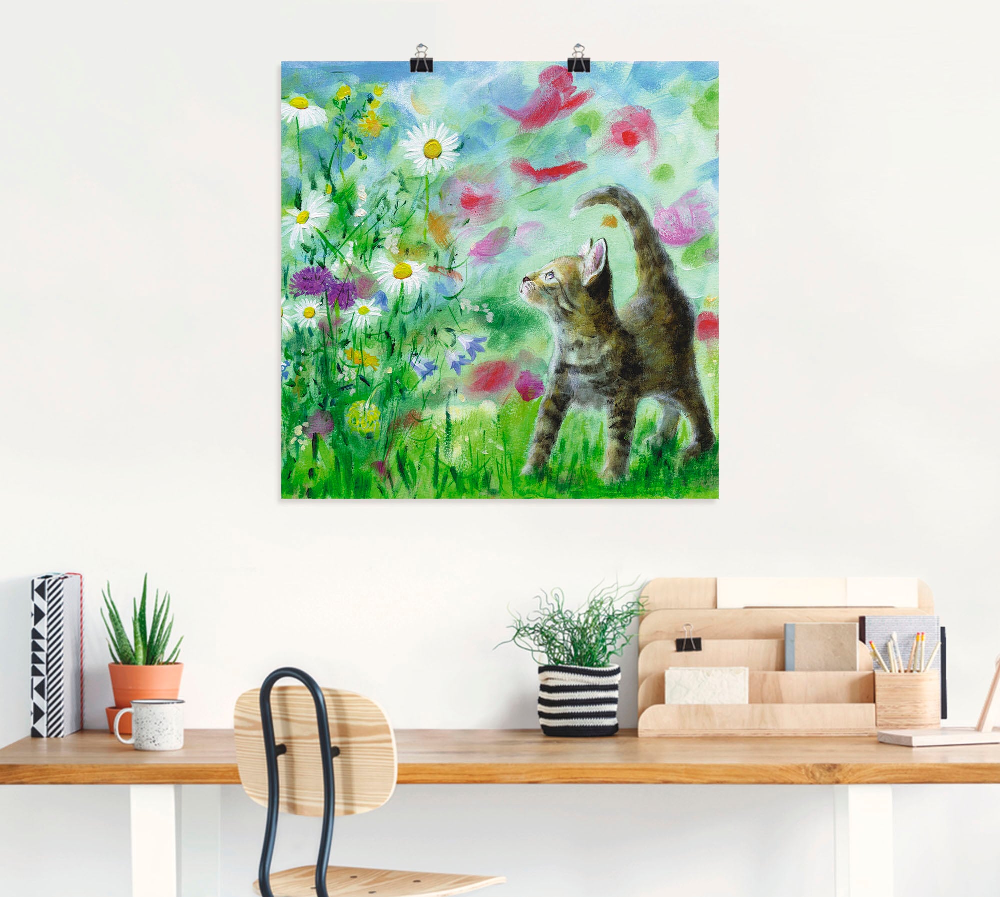 Artland Wandbild »Sommerwiese mit Kätzchen« Haustiere 1 Stk. tlg. als Leinwandbild, Poster in verschied. Größen