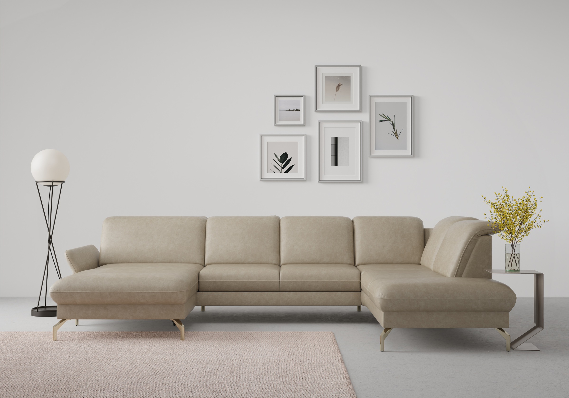 sit&more Wohnlandschaft »Fashion U-Form«, wahlweise mit Kopfteilverstellung, Vorziehsitz, motorisch, Nickelfüße