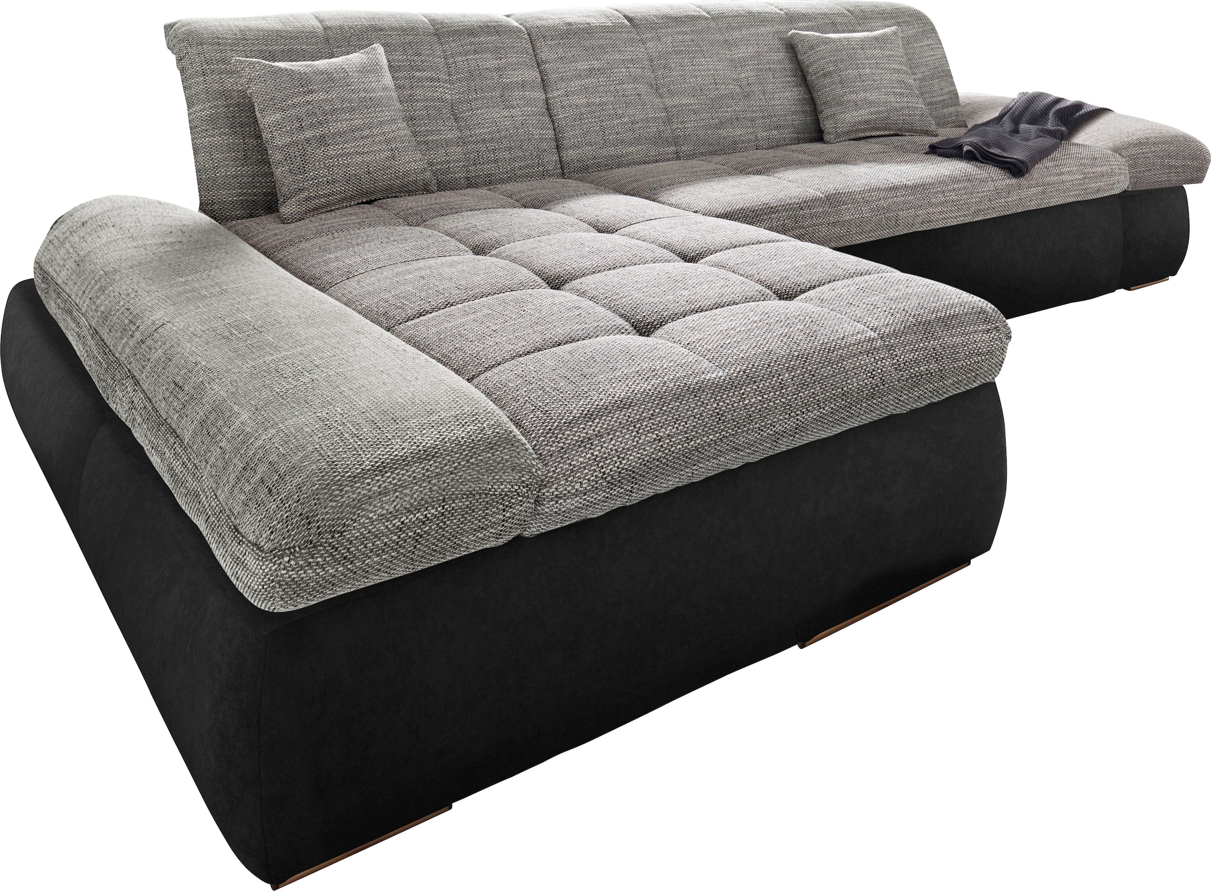 DOMO collection Ecksofa »PB Moric wahlweise mit Bettfunktion + Armteilverstellung, L-Form«, im XXL-Format, B/T/H:300/172/80 cm, feine Steppung