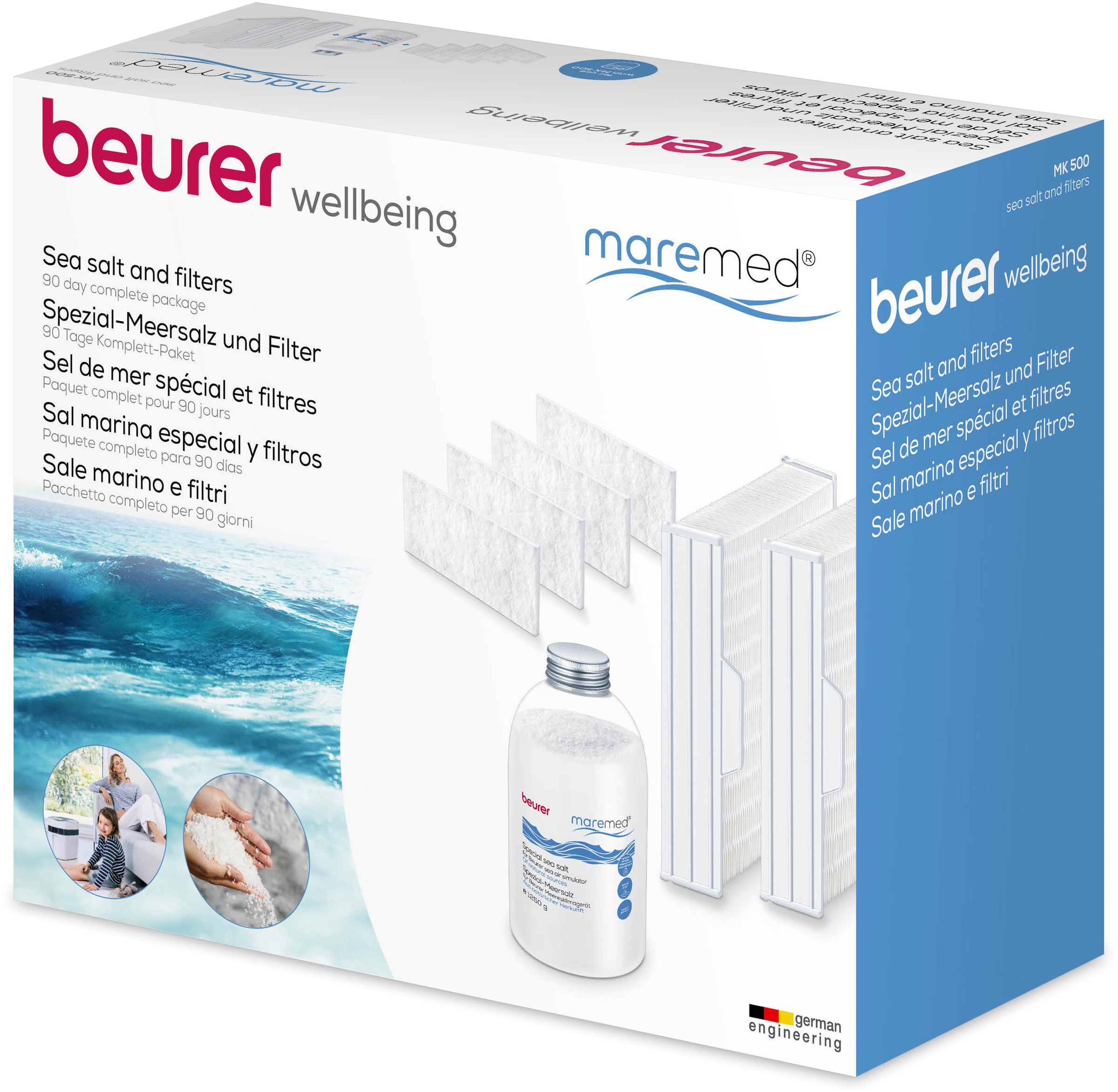 BEURER Kombigerät Luftbefeuchter und -reiniger »Maremed Meeresklimagerät, Kombiset mit Filter und Salz«, für 50 m² Räume, Simuliert Meeresklima für zuhause, mit Luftbefeuchtung und - reinigung