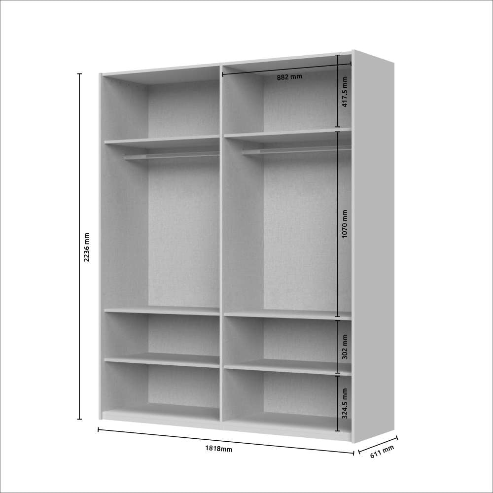 Places of Style Schwebetürenschrank »Opera Kleiderschrank, Schlafzimmerschrank, Garderobe, Schrank«, UV lackiert, Soft Close Funktion, Spiegel, Höhenverstellbare Füße