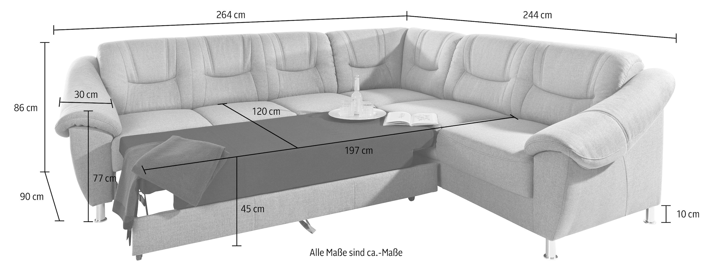 sit&more Ecksofa »Salsa L-Form«, mit Federkern, wahlweise mit Bettfunktion