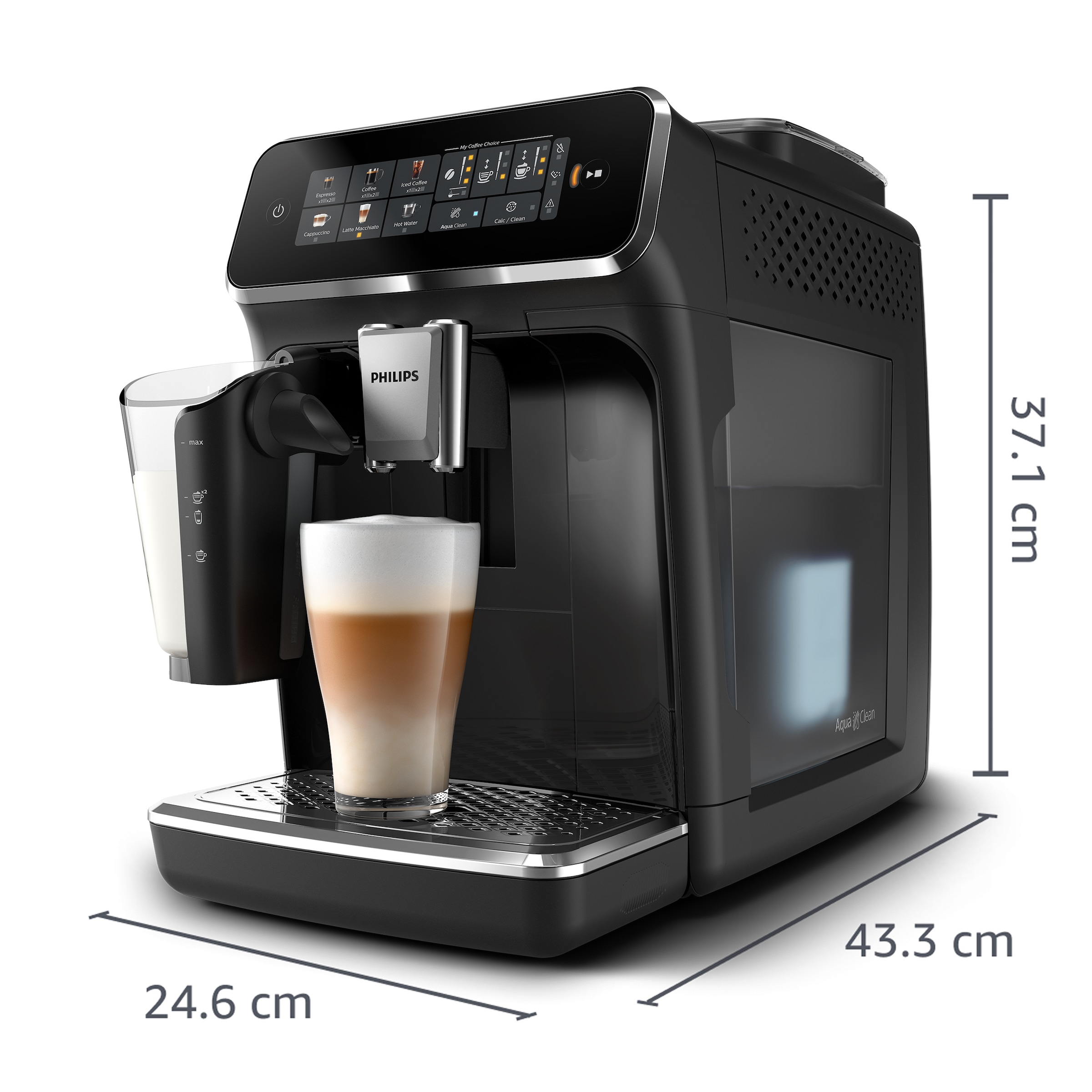 Philips Kaffeevollautomat »EP3341/50 3300 Series, 6 Getränke (heiß oder eisgekühlt),«, LatteGo-Milchsystem, SilentBrew Technologie, Klavierlack-Schwarz