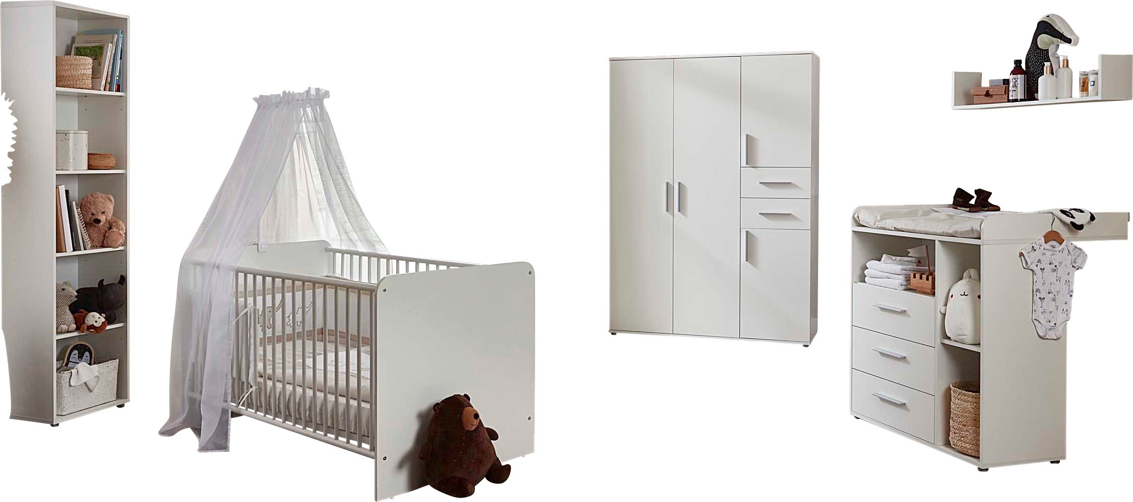 BMG Möbel Babyzimmer-Komplettset "Lea", (Set, 5 tlg., Bett, Wickelkommode, günstig online kaufen