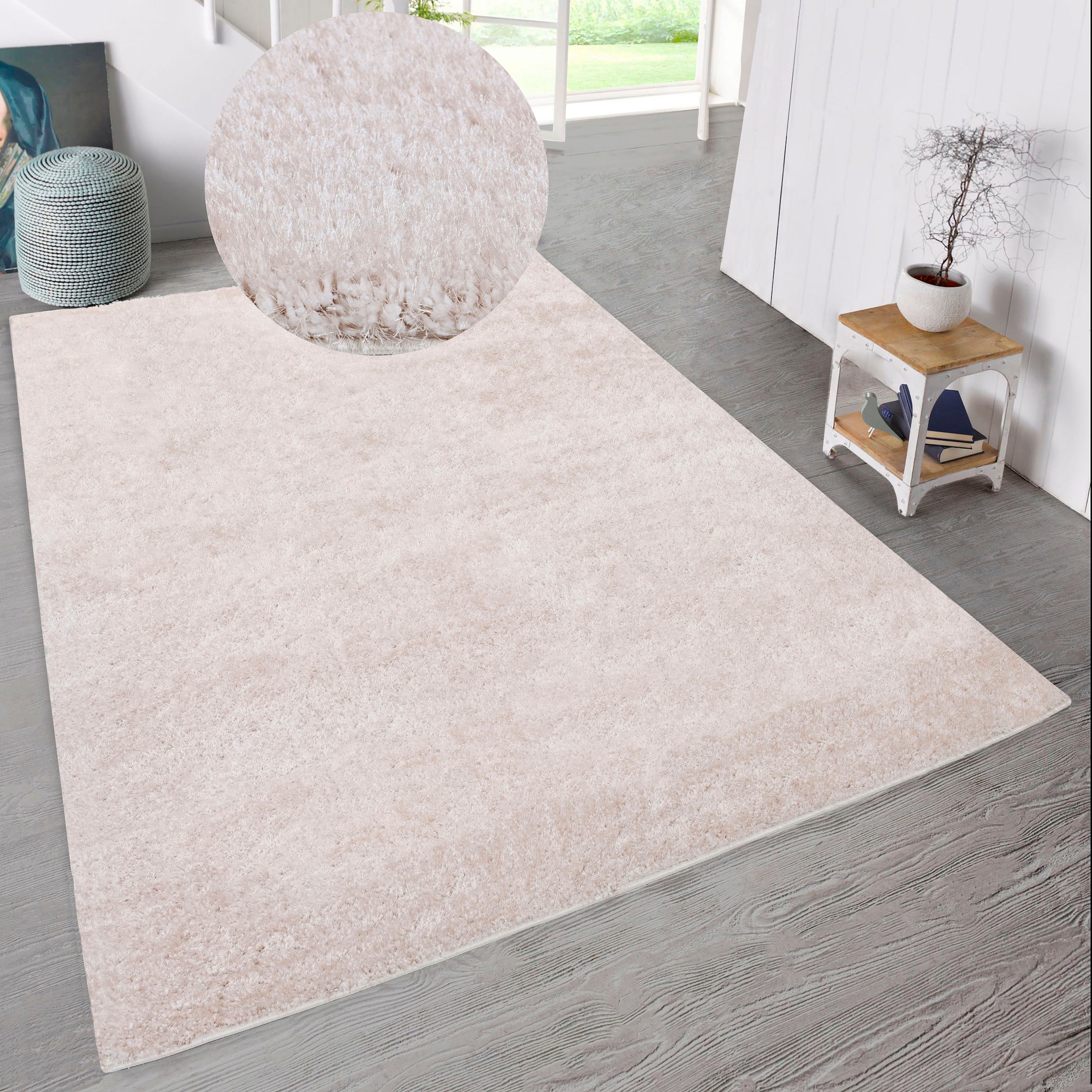 my home Hochflor-Teppich »Malin« rechteckig 43 mm Höhe Shaggy in Uni-Farben günstig online kaufen