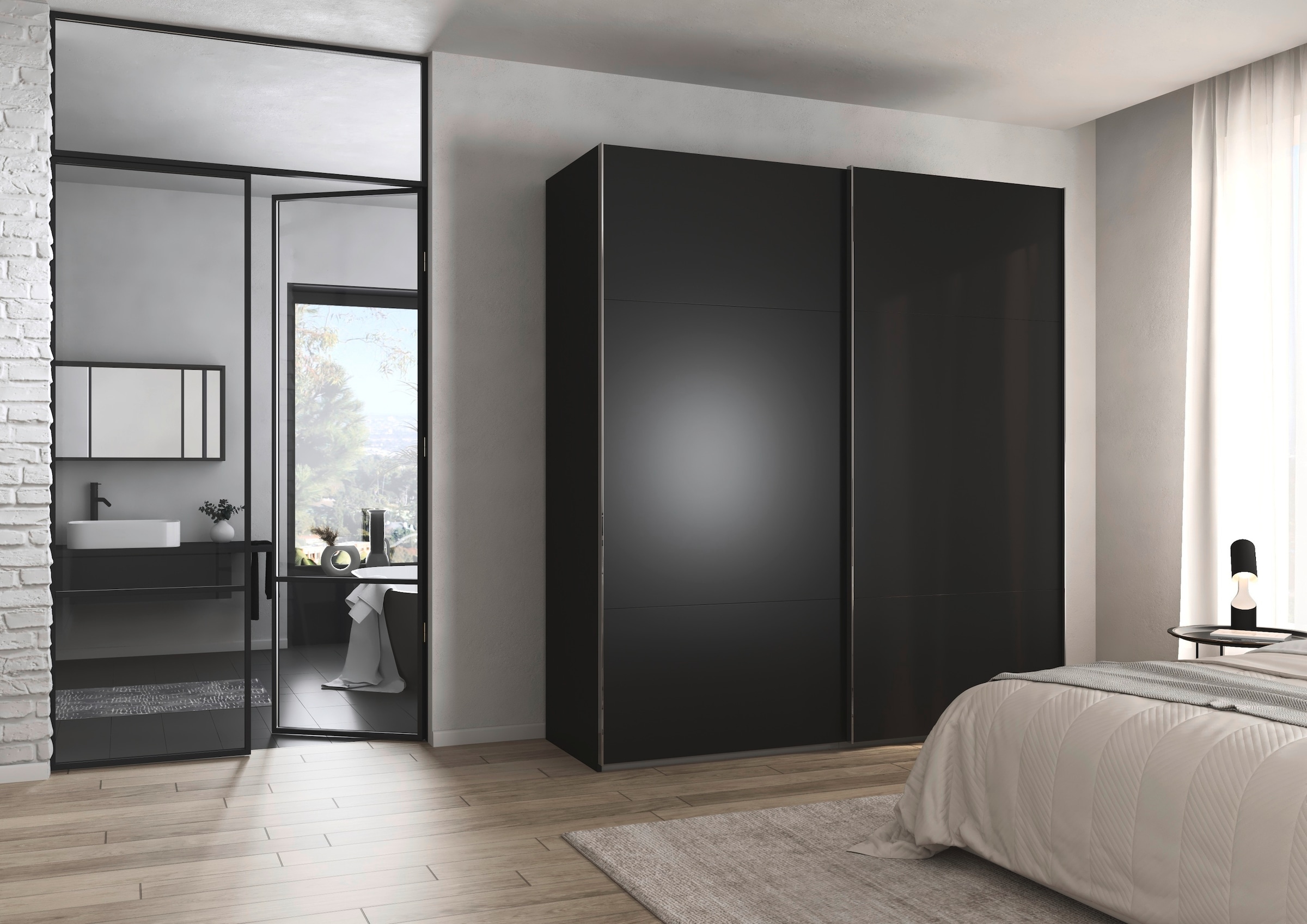 rauch Schwebetürenschrank »Kleiderschrank Schrank Garderobe Schlafzimmerschrank CONTIDO«, (in 3 verschiedenen Ausstattungen BASIC/CLASSIC/PREMIUM), aus hochwertigem Material in 6 Breiten 2 Griff-Farben MADE IN GERMANY