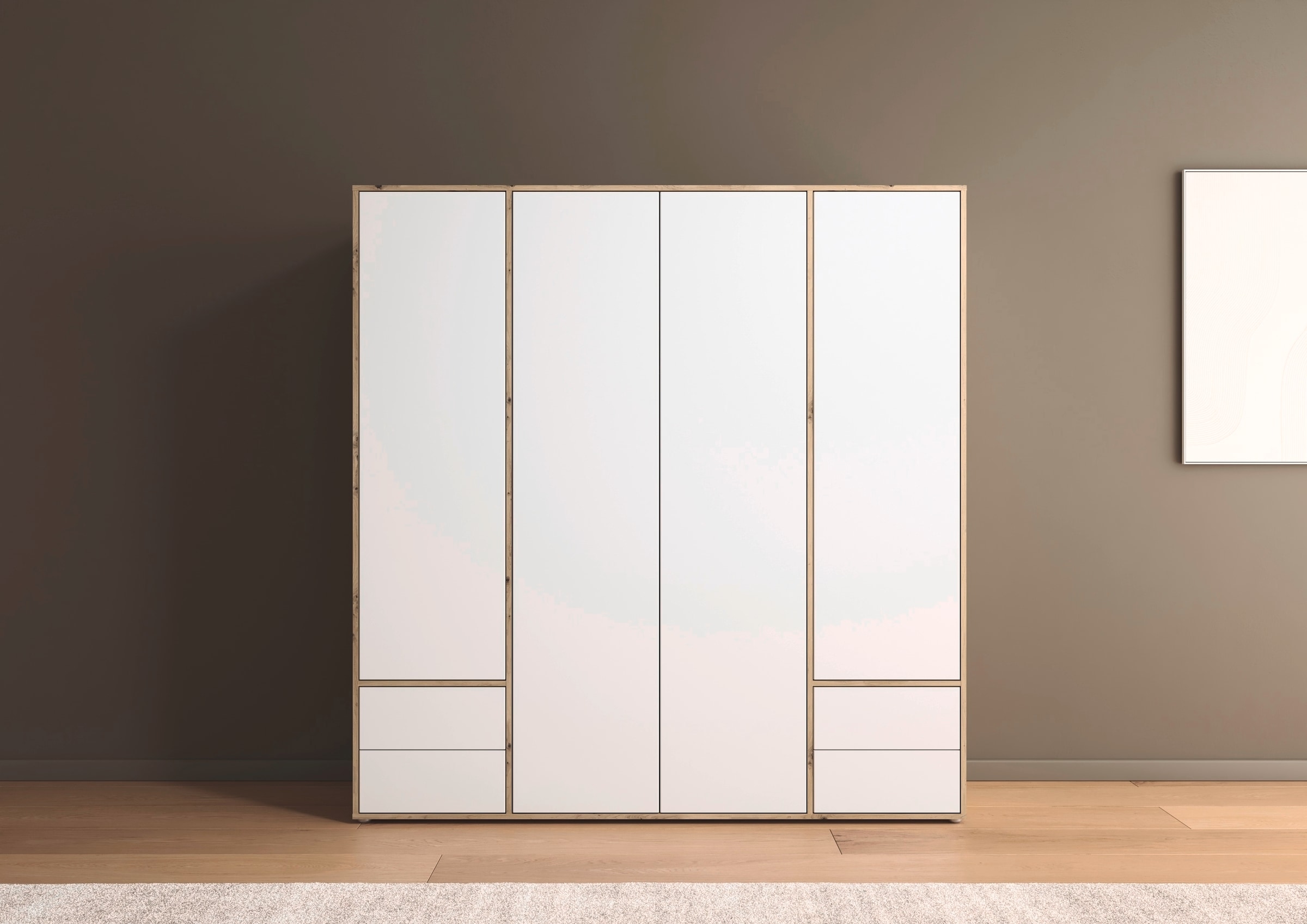 rauch Drehtürenschrank »Kleiderschrank Schrank Garderobe Wäscheschrank NABILA viel Stauraum«, (in 3 verschiedenen Ausstattungen BASIC/CLASSIC/PREMIUM), mit 2 Schubladen und Push-to-Open Funktion TOPSELLER MADE IN GERMANY