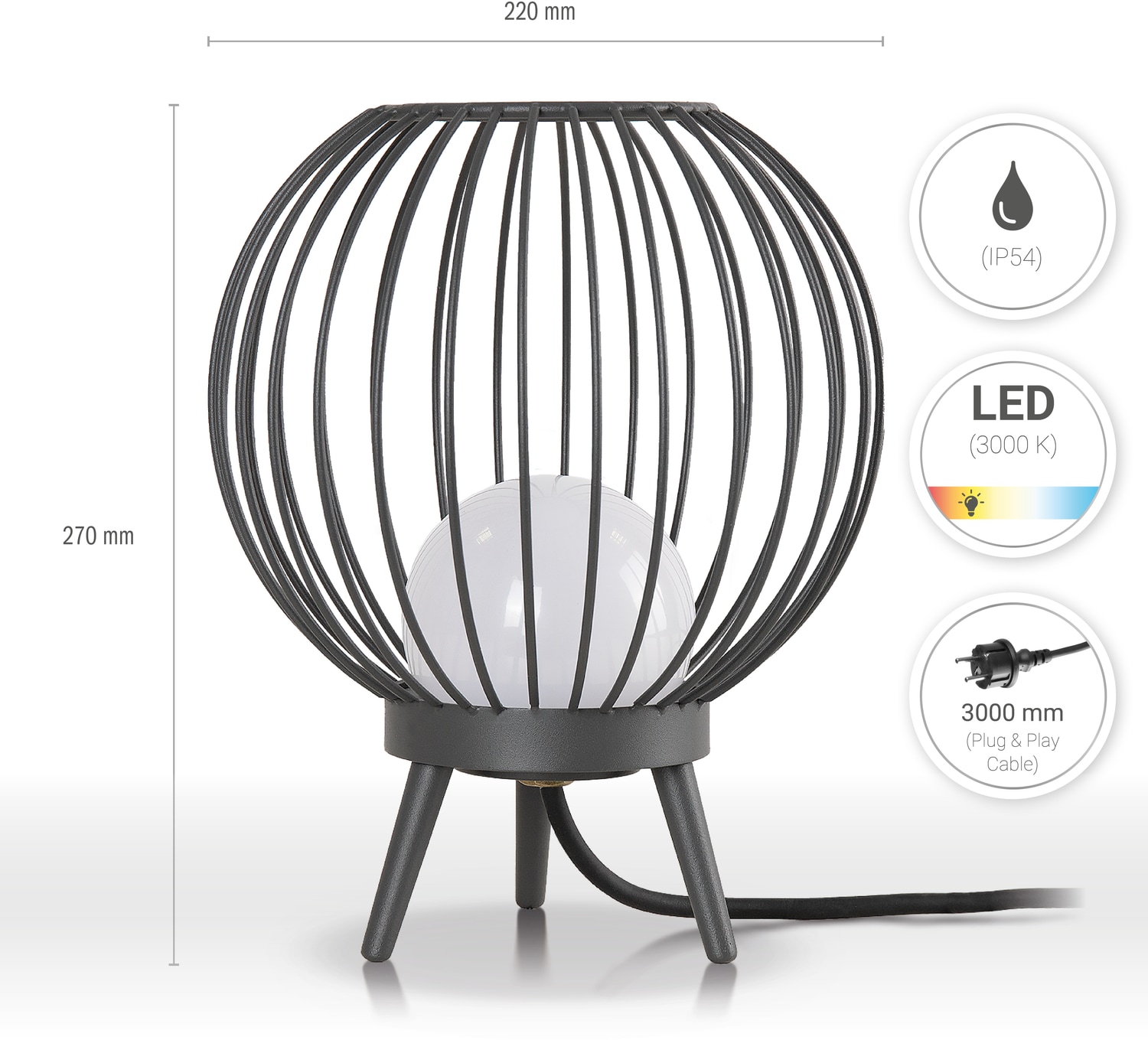 Paco Home Tischleuchte »AUZZURRA«, LED Lampe Vintage In-& Outdoor Lampe Laternen Garten IP54 3000 K