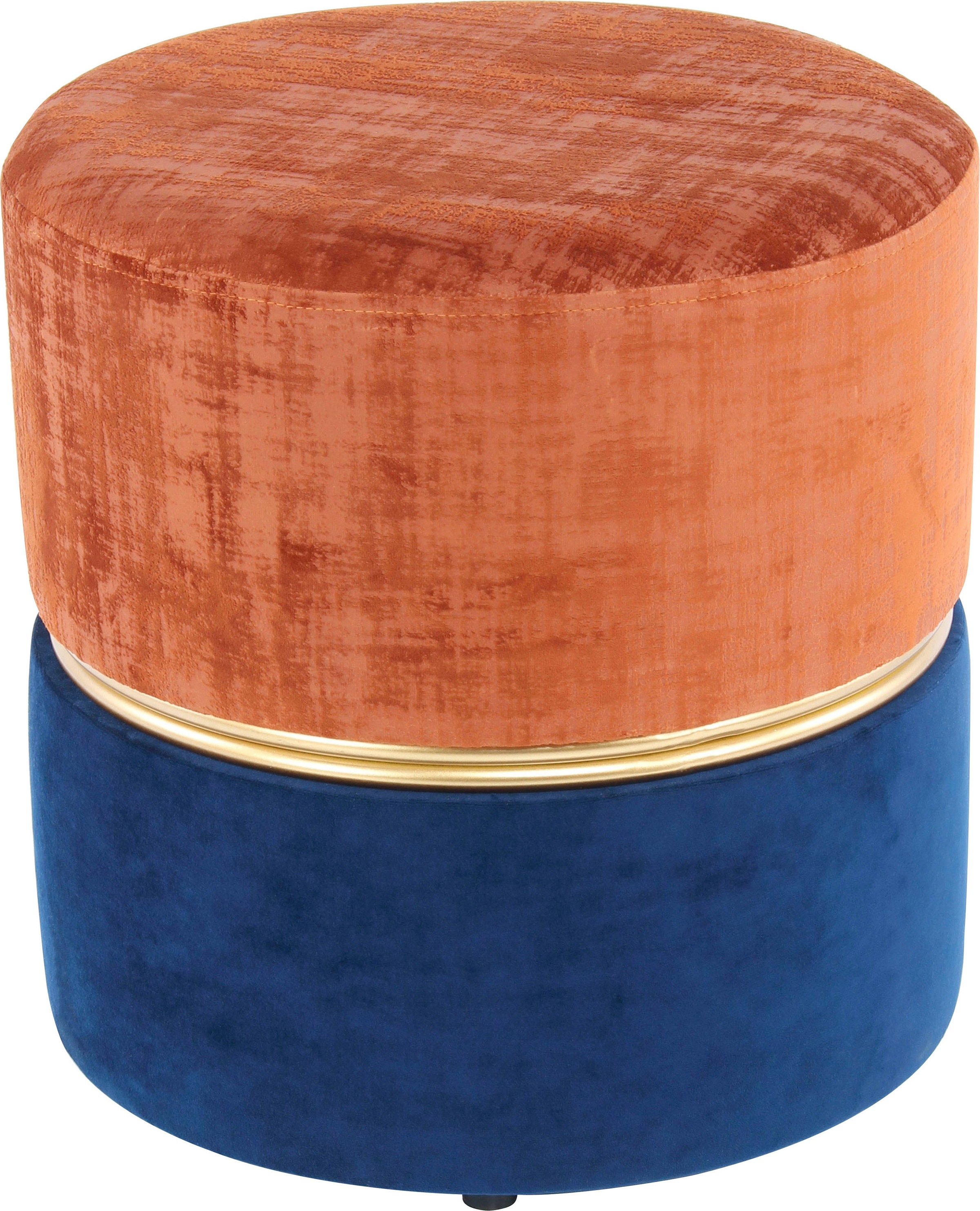 Kayoom Sitzhocker »Hocker Cleopatra 625, Sitzhocker in zweifarbigem Design«, (1 St.), zweifarbig, dekorativ, pflegeleicht, edler Akzent durch Metallring