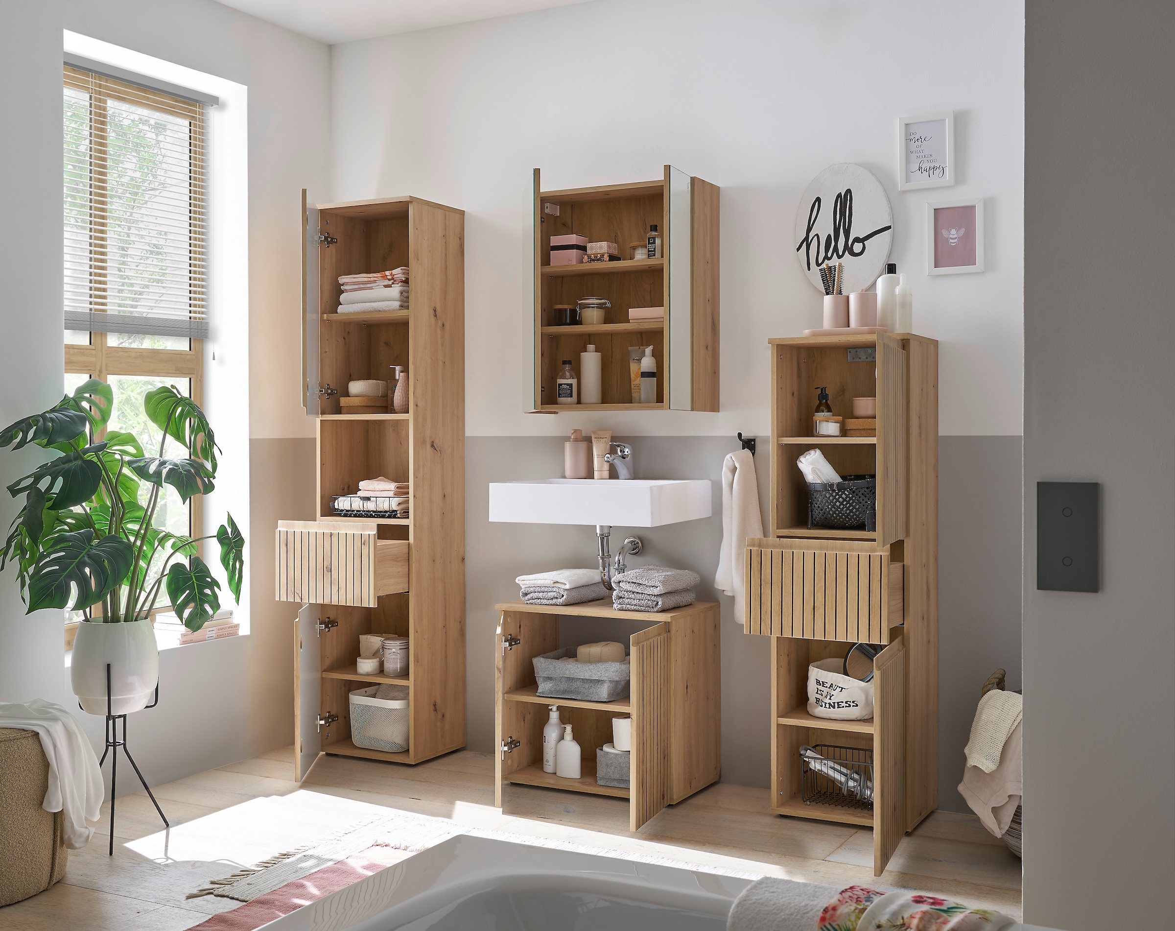 BASIC by Balculina Badmöbel-Set »Austin«, (4 St.), Gesamtbreite 200 cm, 4-tlg., Soft-Close-Funktion