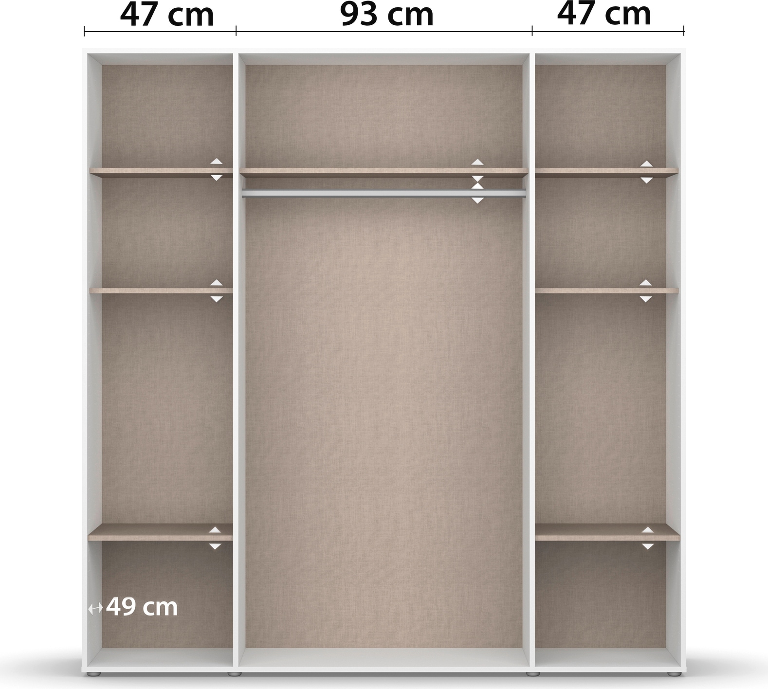 rauch Drehtürenschrank »Kleiderschrank Schrank Garderobe Wäscheschrank NAGATA viel Stauraum«, (in 3 verschiedenen Ausstattungen BASIC/CLASSIC/PREMIUM), mit modernen Stangengriffen in Graumetallic TOPSELLER MADE IN GERMANY