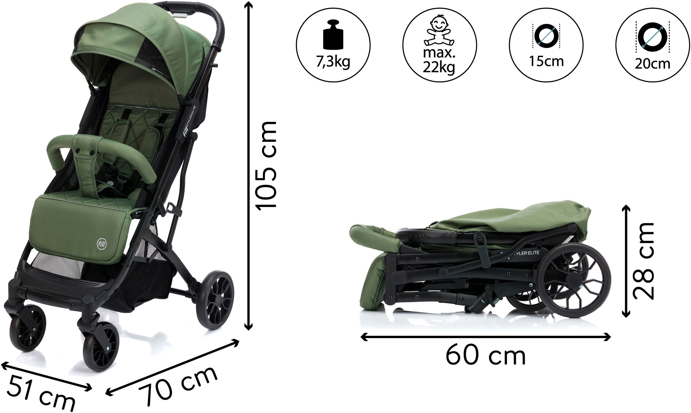Fillikid Kinder-Buggy »Fill Styler Elite«, 22 kg