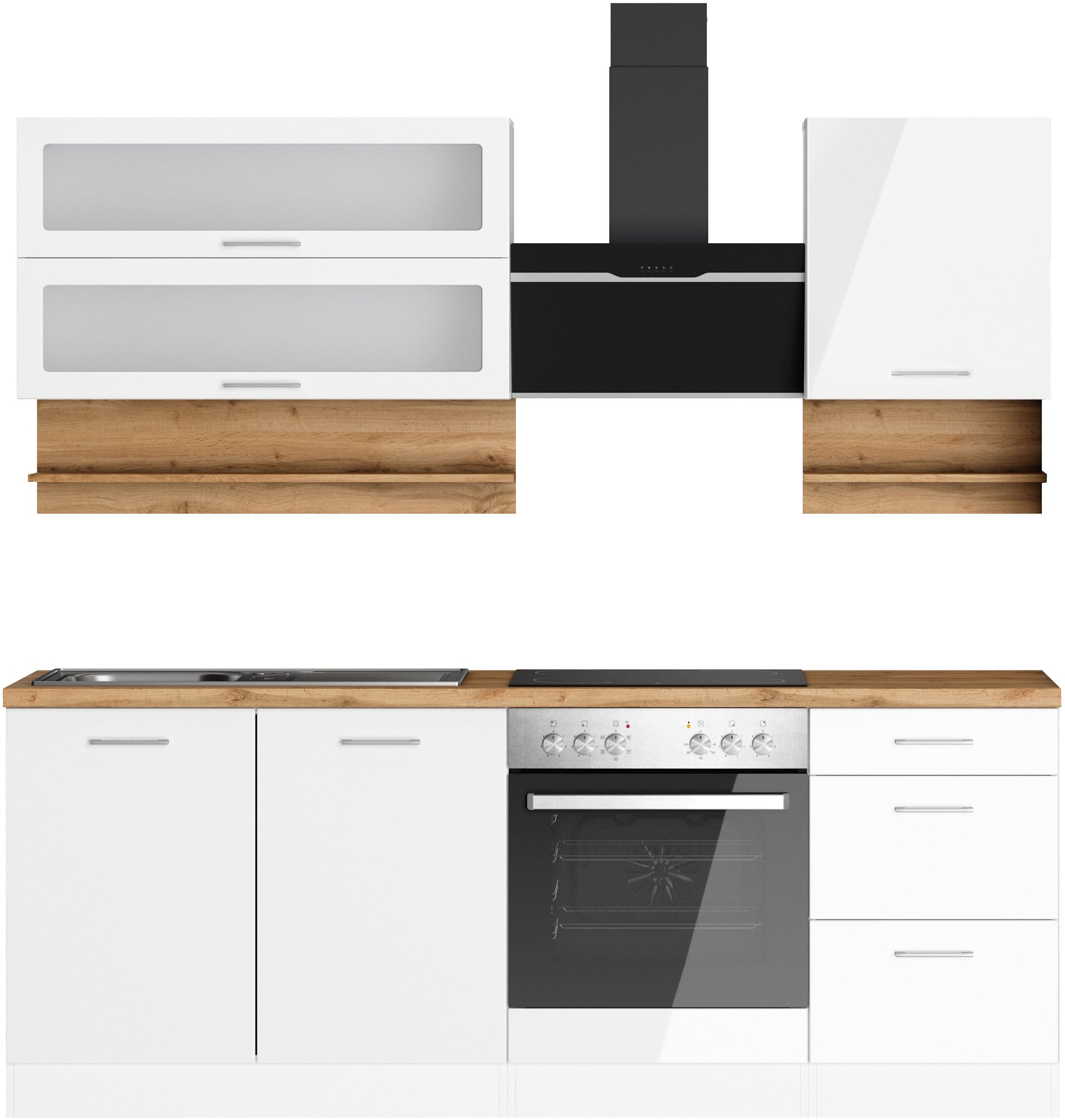 KOCHSTATION Küchenzeile »KS-Milan« 210 cm breit, robuste Metallauszüge, vie günstig online kaufen