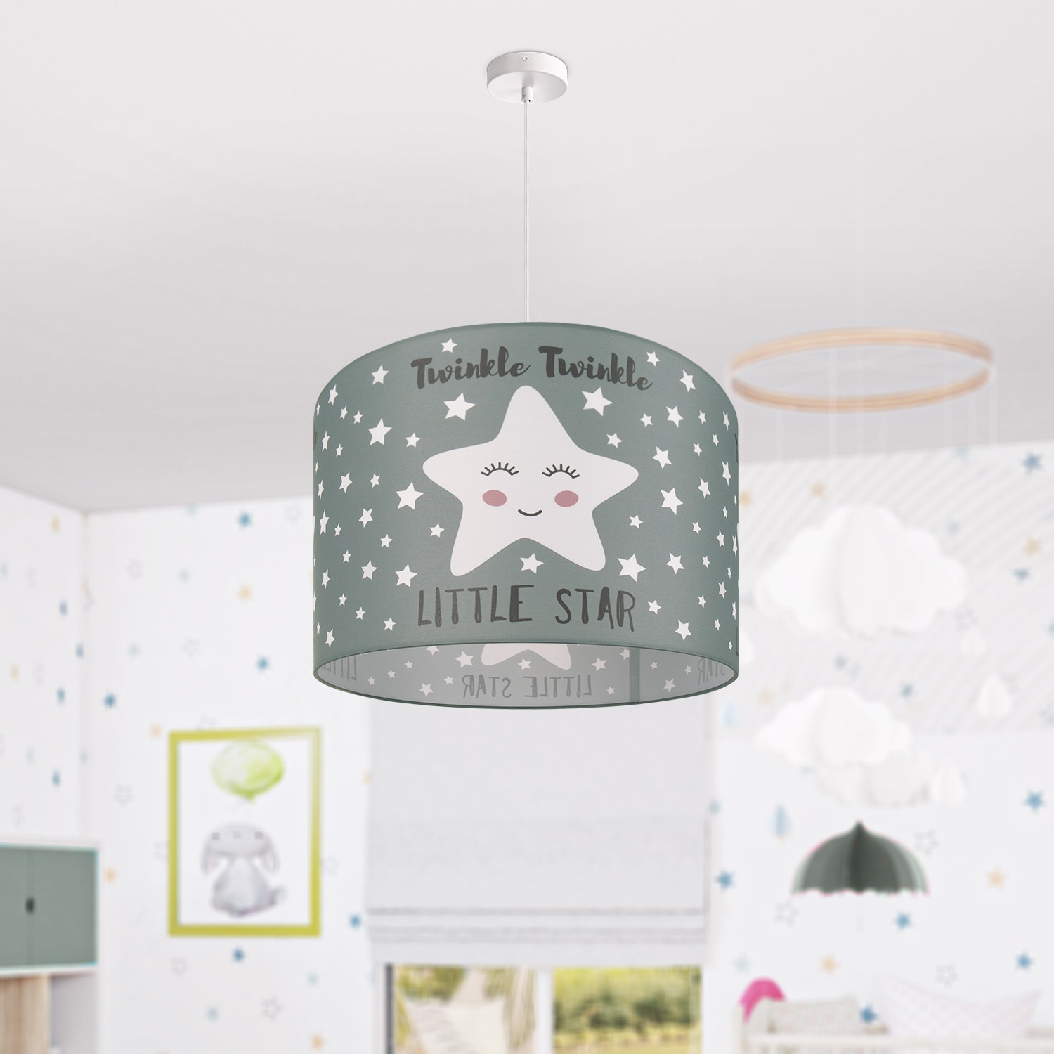 Paco Home Pendelleuchte »Aleyna 105«, 1 flammig, Leuchtmittel E27 | ohne Leuchtmittel, Kinderlampe Deckenlampe LED Kinderzimmer Sternen Motiv E27