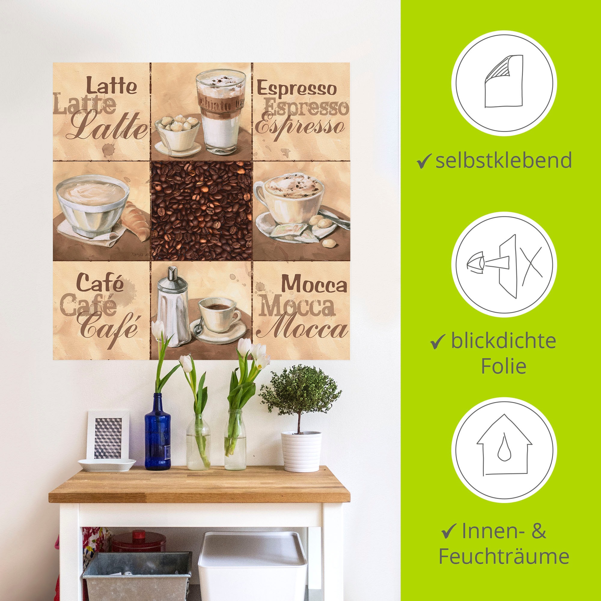 Artland Wandbild »Kaffee Collage II«, Getränke, (1 St.), als Alubild, Outdoorbild, Leinwandbild, Wandaufkleber, versch. Größen