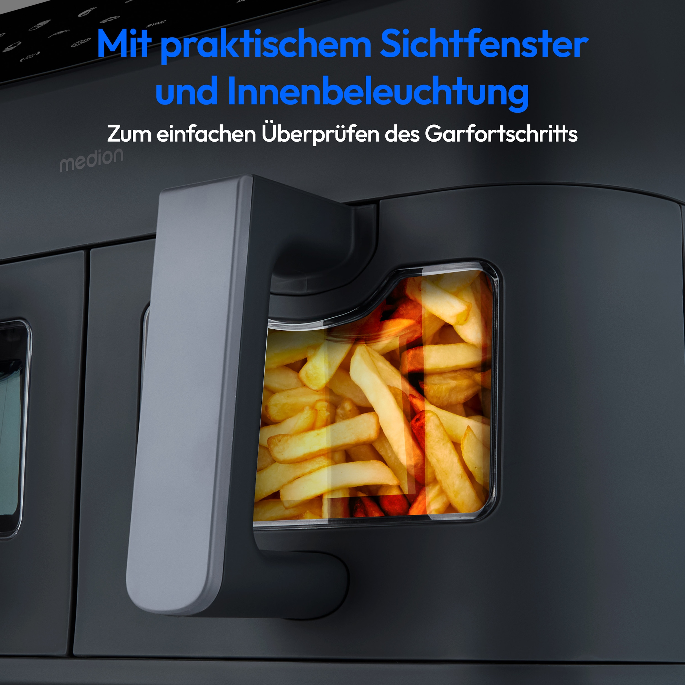 Medion® Heißluftfritteuse »MD 11760 P20XXL Twin« 2400 W Temperatur 50 - 200 °C, ILAG Beschichtung, Sync-Finish