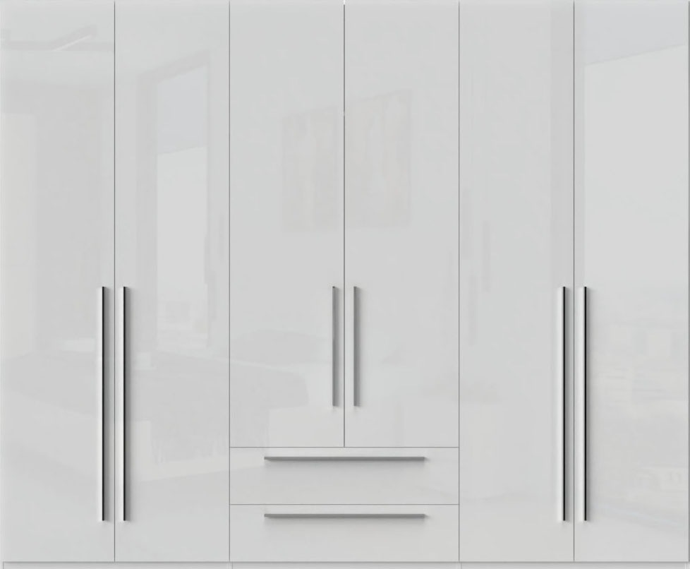 Places of Style Kleiderschrank »Piano, UV lackiert, hochglänzend in beige oder weiß, FSC-zertifiziert«, (Made in Europe), in vielen Breiten, Höhe 224cm, mit Soft-Close Funktion, 2 Schubladen