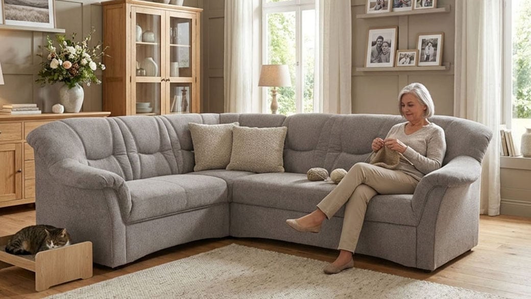 OTTO home Ecksofa »Langeland 232 x 146 cm, auch mit Schlaffunktion, mit Federkern, L-Form« mittelfester Sitzkomfort, aus pflegeleichtem, weichem Microfaser Bezug