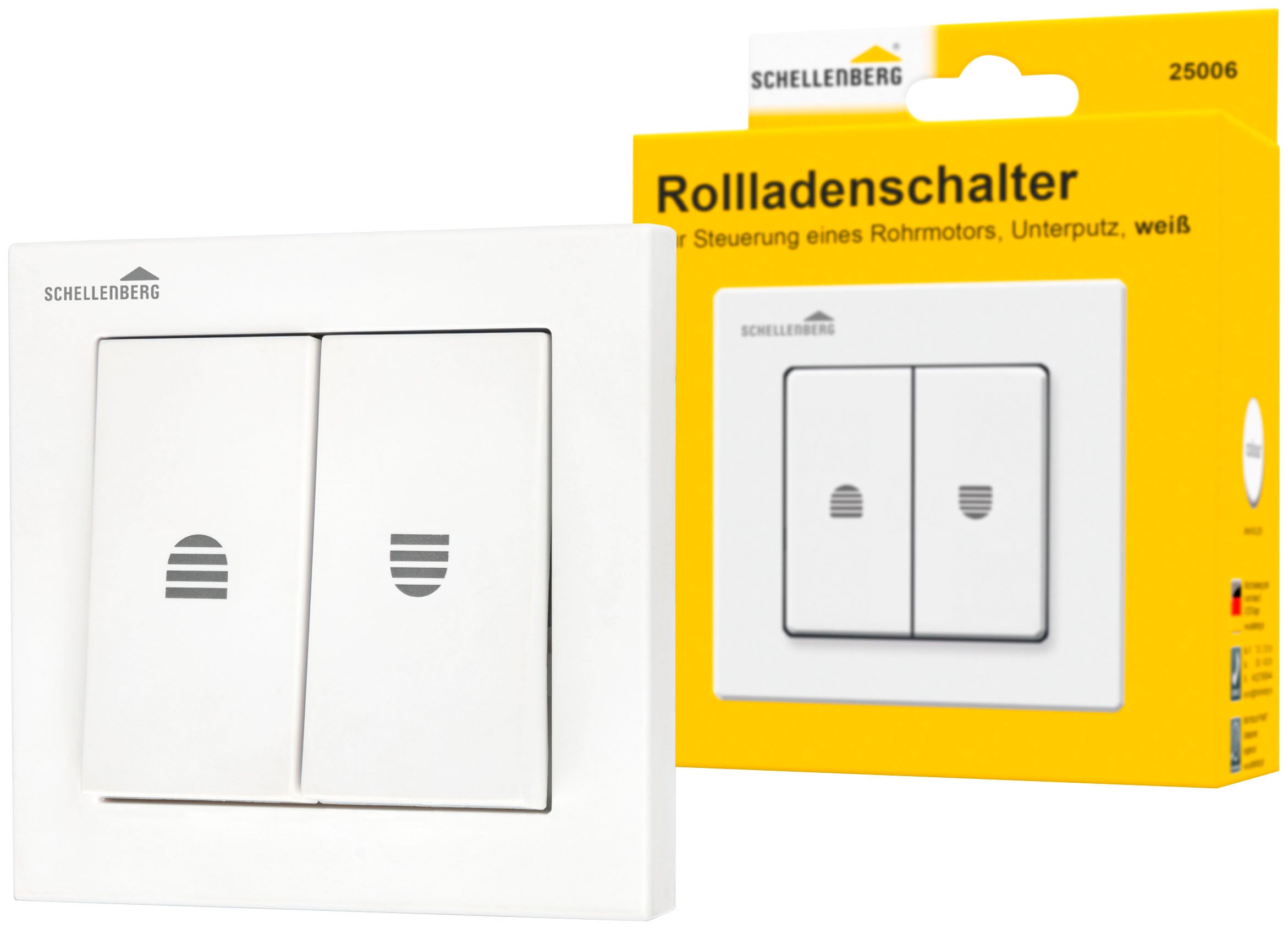 SCHELLENBERG Schalter »für Jalousien mit Rastfunktion zur Unterputzmontage«, Rollladenschalter für elektrischen Rollladen und Markisen