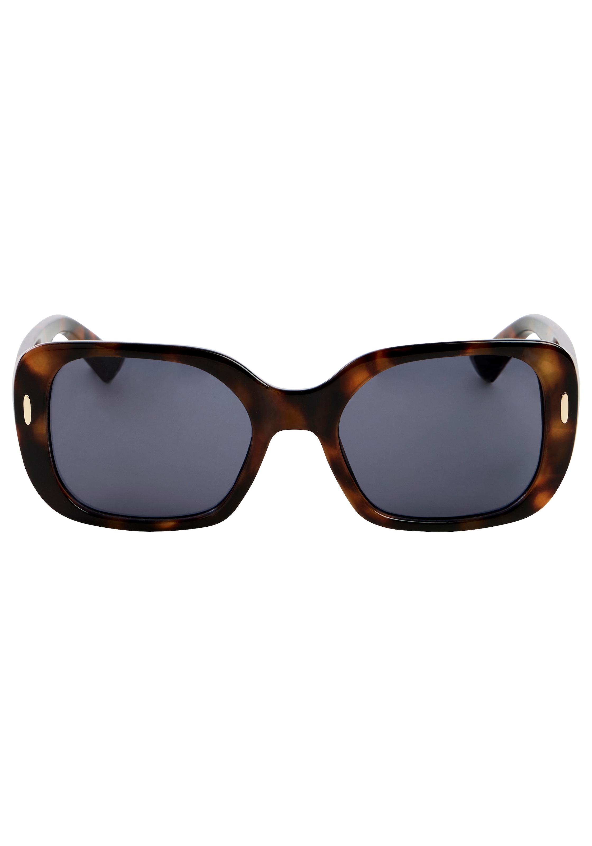 Laura Scott Sonnenbrille »mit goldfarbenen Metalldetail am Bügelansatz« braun gemusterter Vollrandrahmen, graue Gläser mit hohem Blendschutz