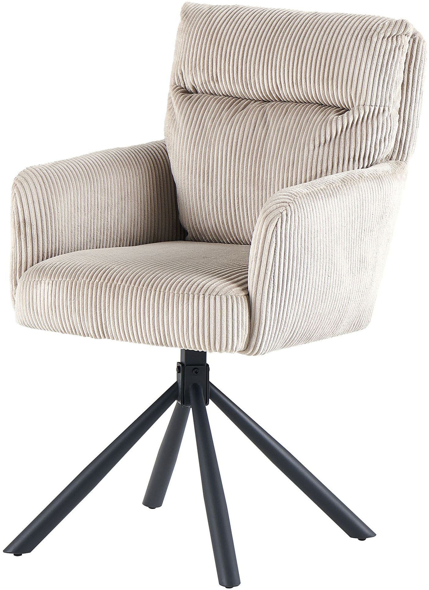 OTTO home Esszimmerstuhl »Justin« (Set) 2 Stk.gemütlicher Sessel mit Taschenfederkern, 360 Grad drehbar, Grob - Cord