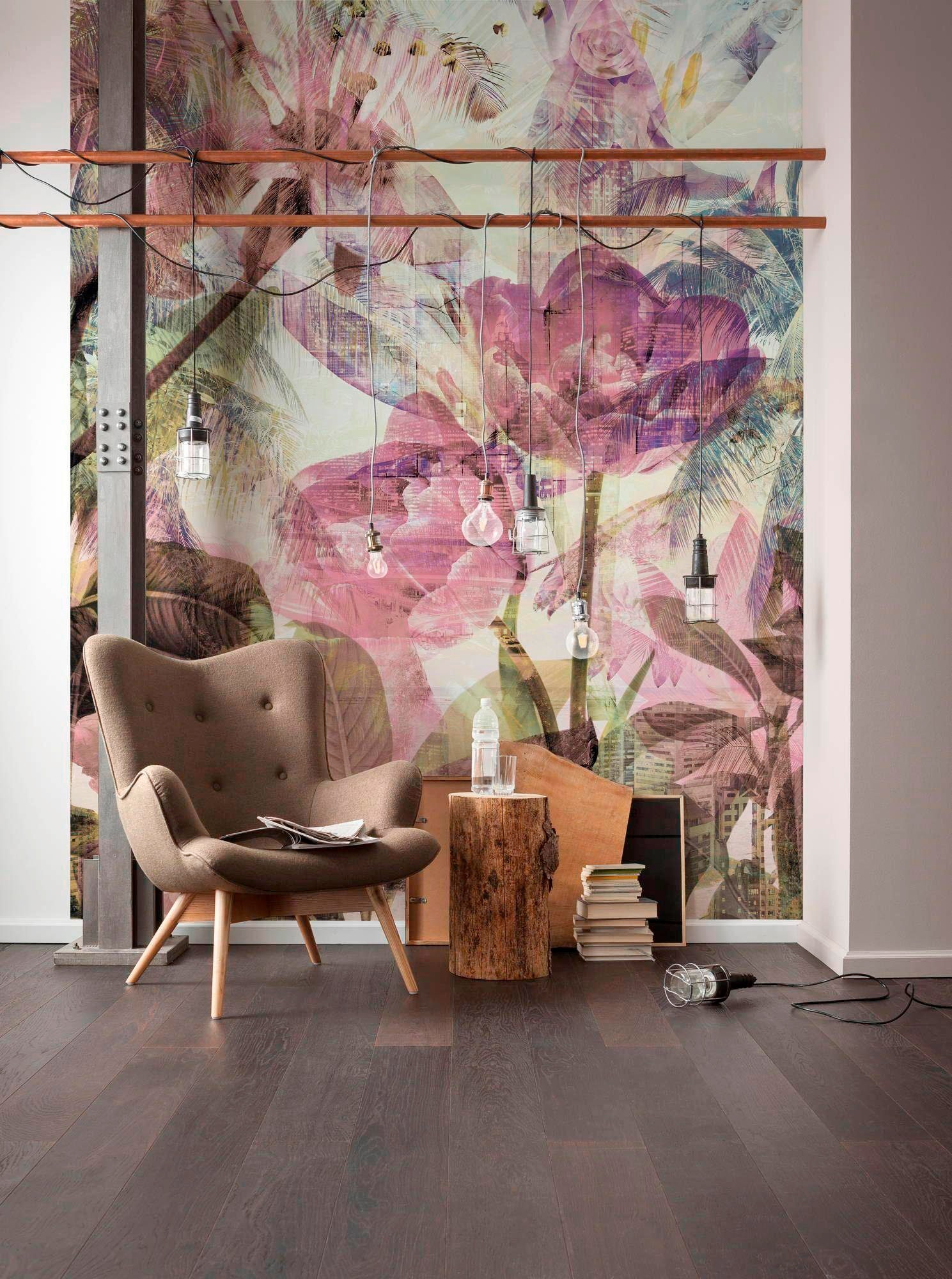 Komar Vliestapete »Digitaldruck Vlies - Metropical Faded - Größe 200 x 250 cm«, bedruckt, Wohnzimmer, Schlafzimmer