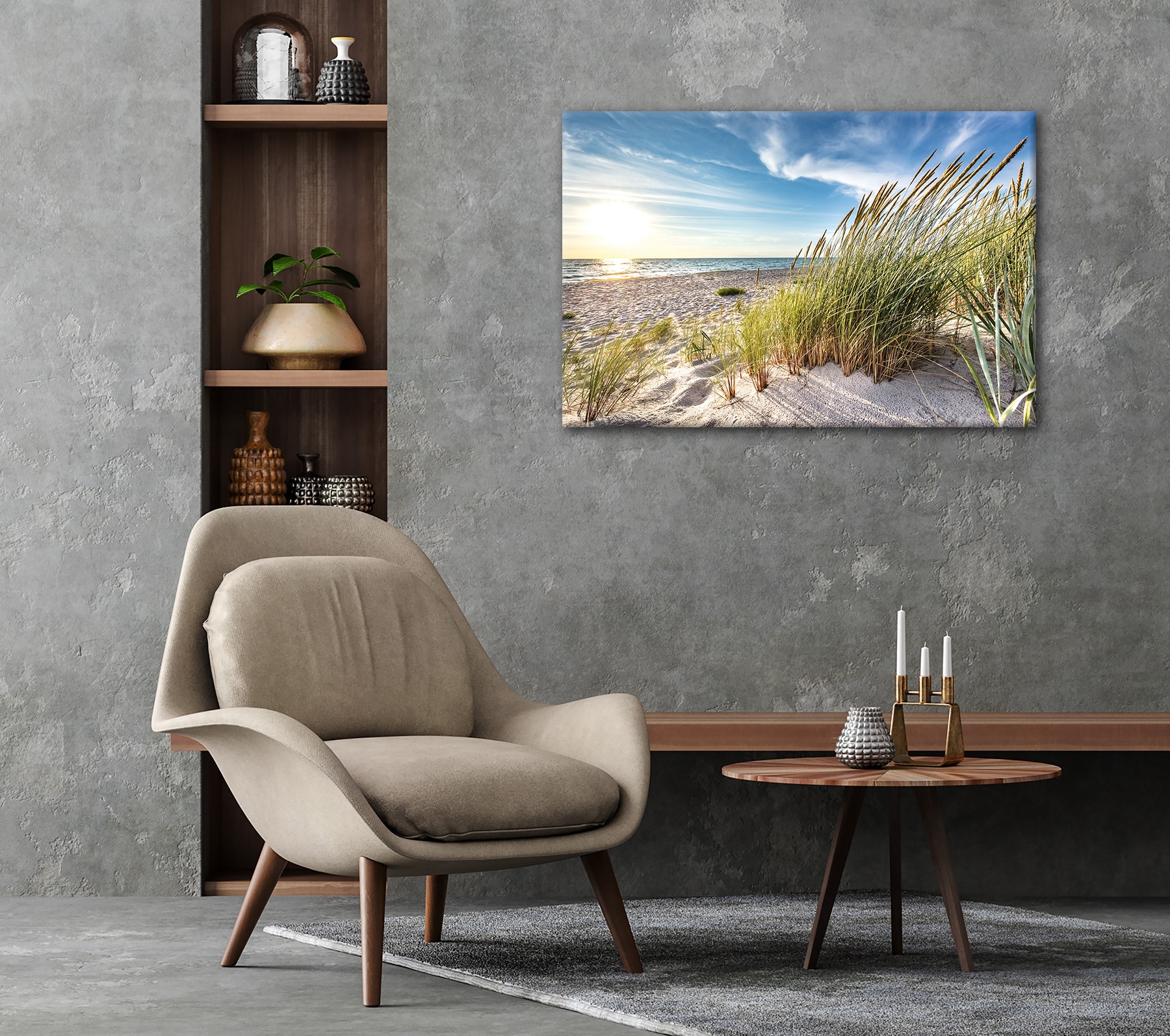 Bönninghoff Bild »Wandbild STRANDSONNE 60x90 cm – Leinwandbild Keilrahmen Deko modern« Meer | Natur | Strand auf Keilrahmen gespannt