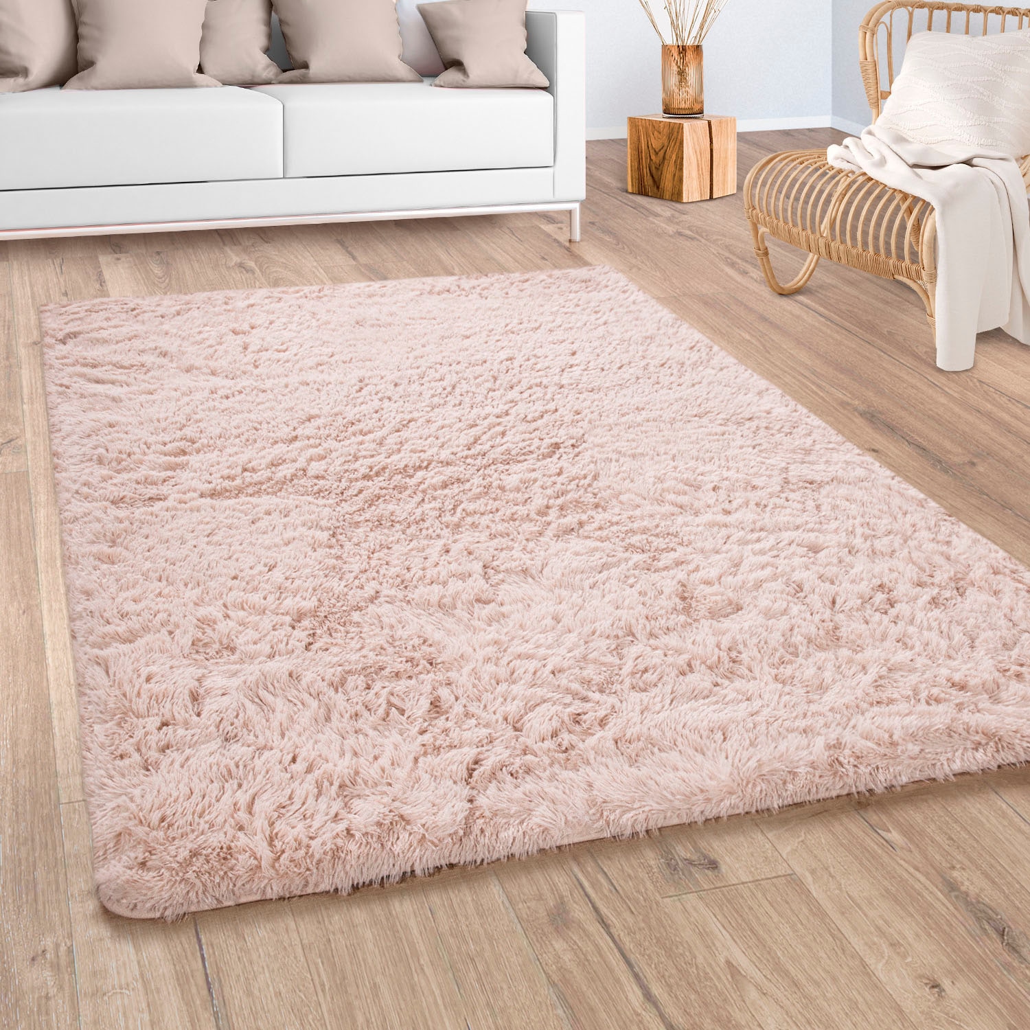 Paco Home Hochflor-Teppich »Silky 591«, rechteckig, 37 mm Höhe, Uni-Farben, günstig online kaufen