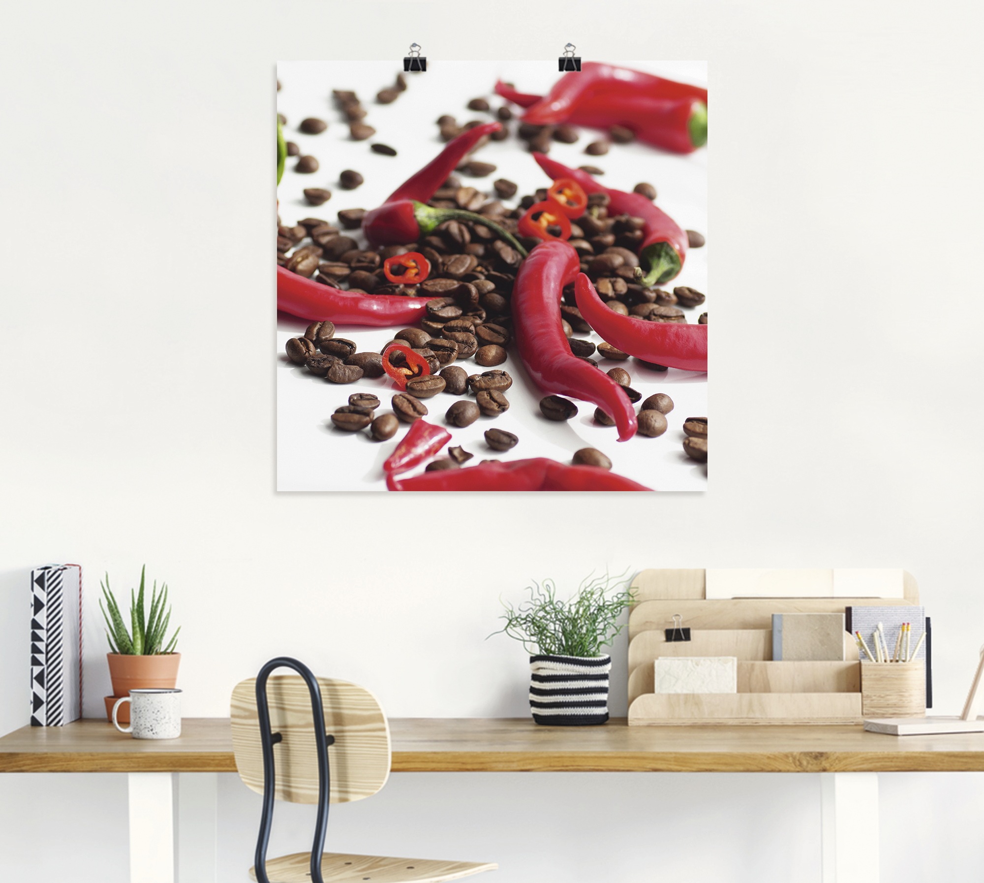 Artland Wandbild »Frische Chili auf Kaffee«, Lebensmittel, (1 St.), als Leinwandbild, Poster in verschied. Größen