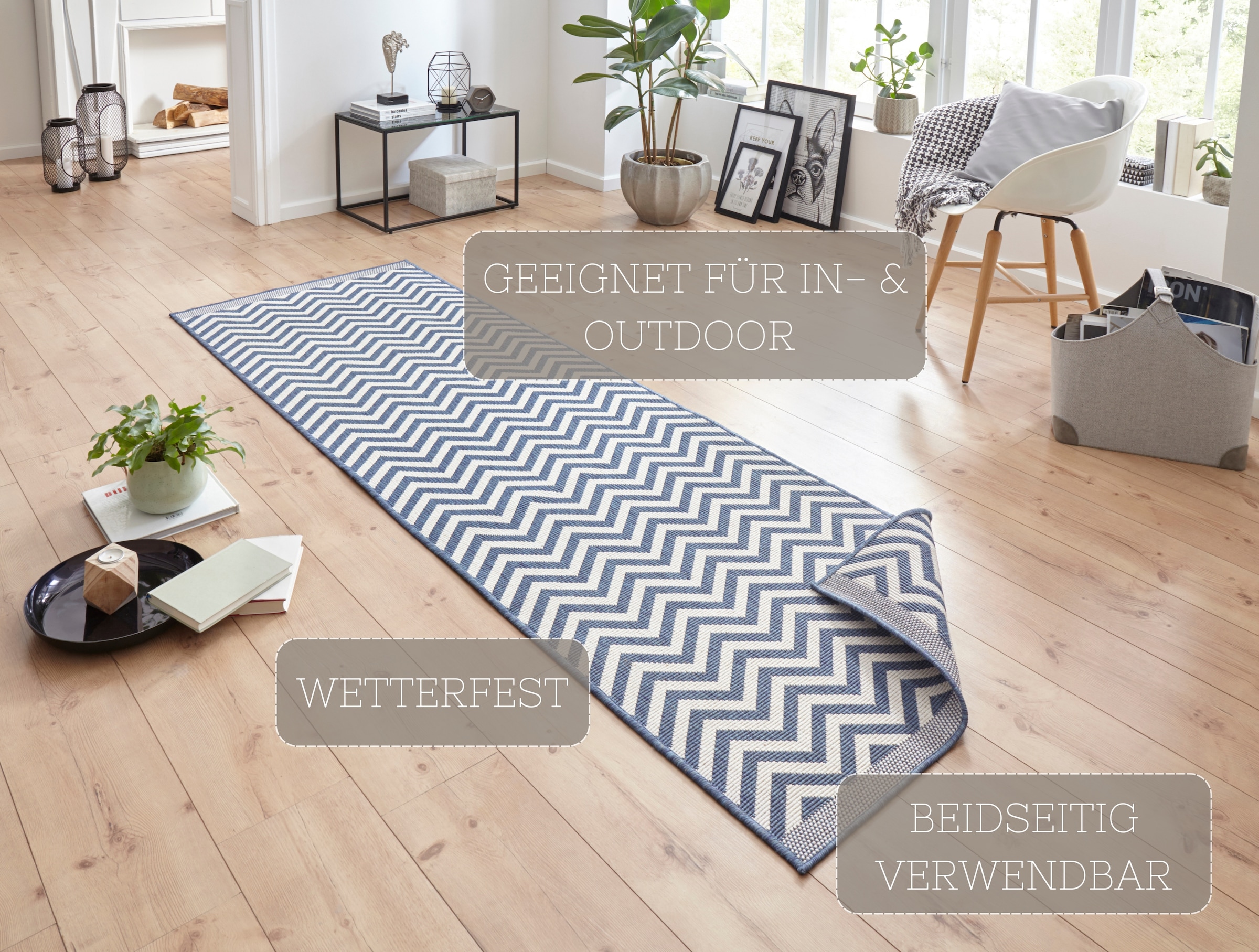 HANSE Home Teppich »Palma Wendeteppich«, rechteckig, 5 mm Höhe, In-& Outdoor, Wetterfest, Balkon, Läufer, Wohnzimmer, Wasserfest
