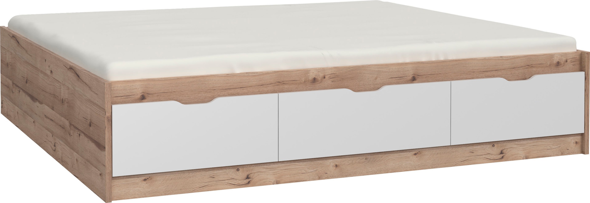 FORTE Stauraumbett »Vankka, viel Stauraum, skandinavisches Design«, mit 3 S günstig online kaufen
