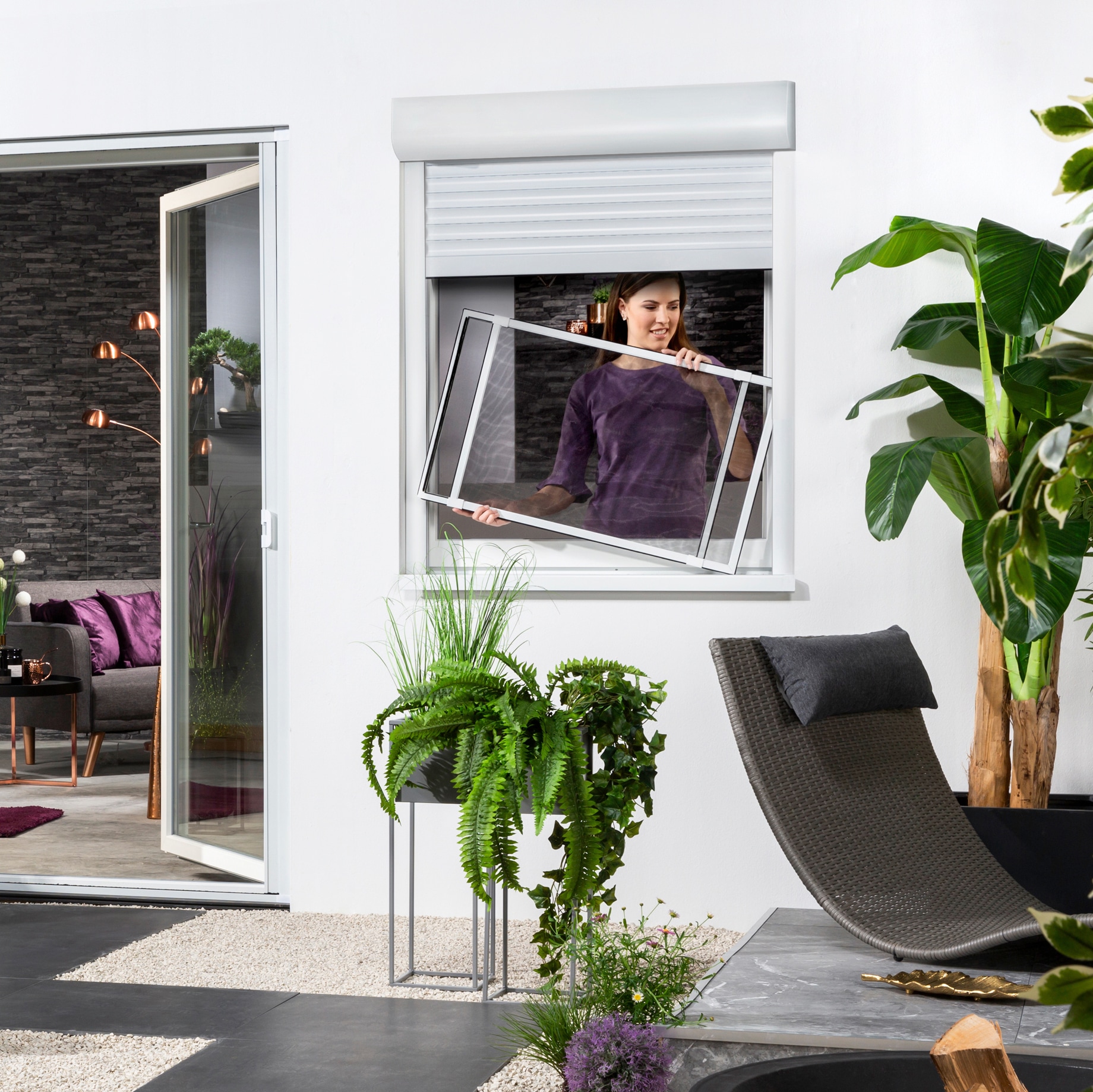 hecht international Insektenschutz-Fensterrahmen »COMFY SLIDE XL«, BxH: 75x100 cm, Rahmen: weiß, Gewebe: anthrazit