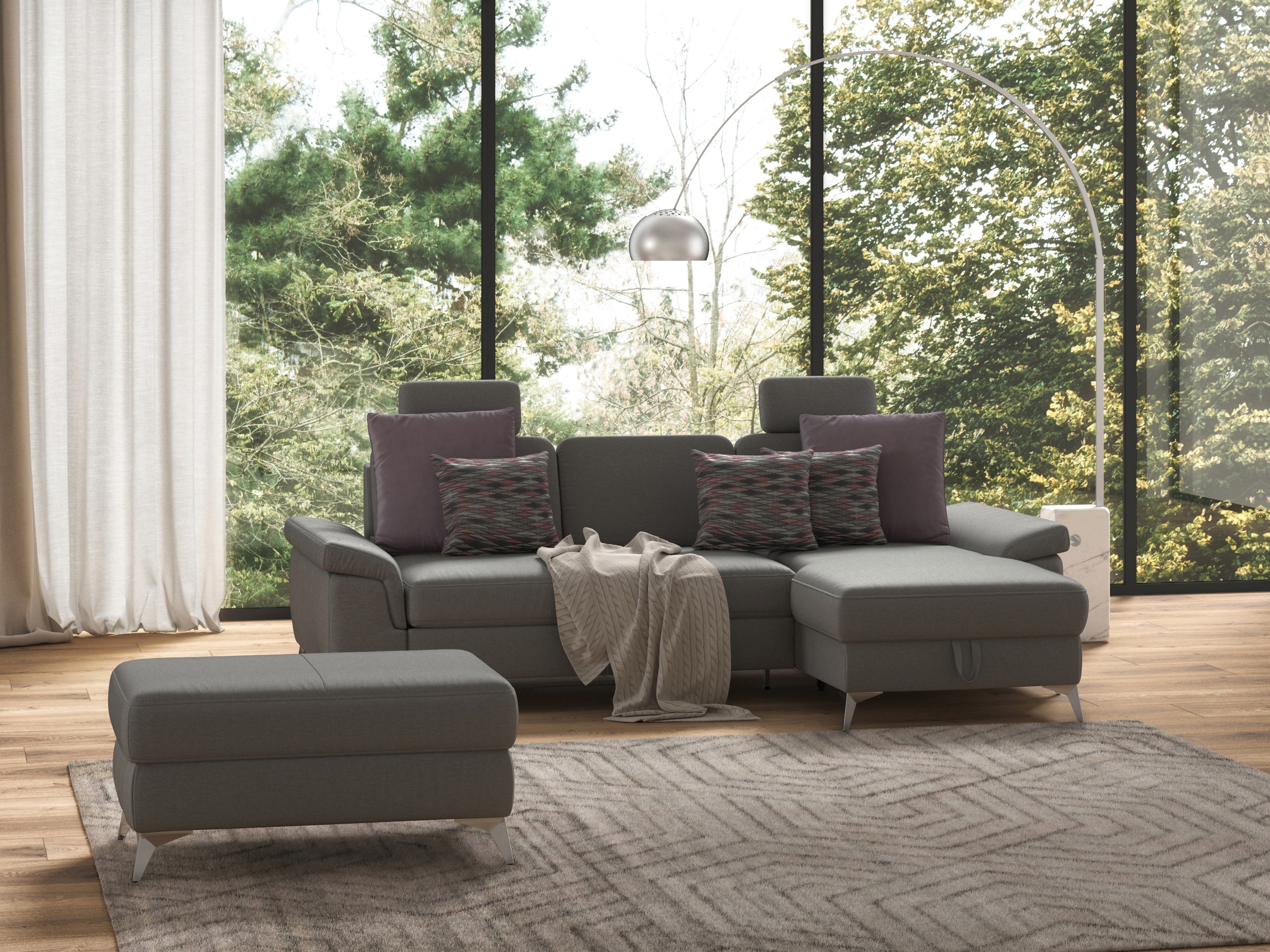 sit&more Ecksofa »Padua L-Form«, inklusive Sitztiefenverstellung, Armteilfunktion und Federkern