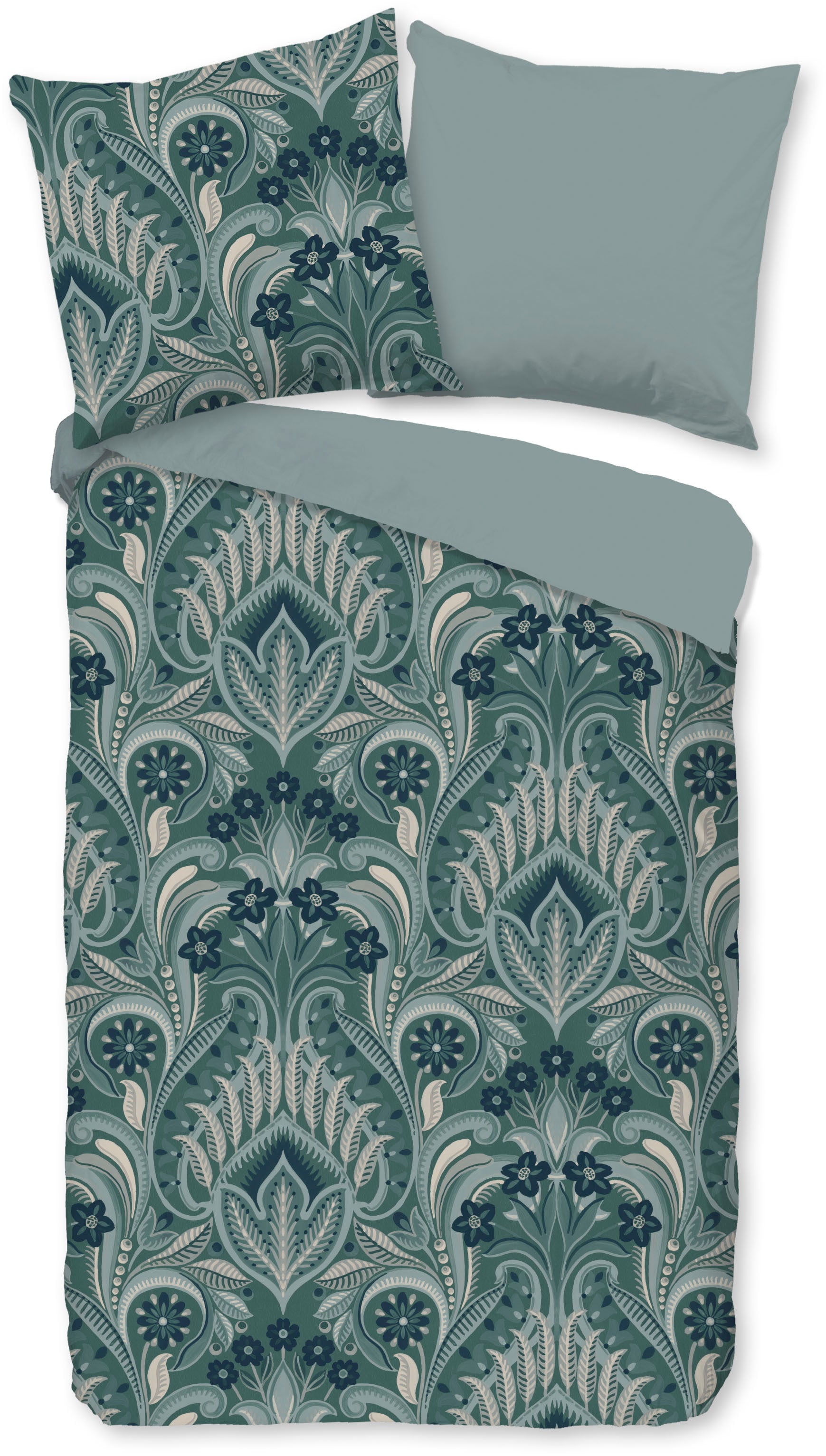 good morning Wendebettwäsche »Nolamu« 2 Stk. tlg. 100% Baumwolle, Renforcé, Reißverschluss, Wendeoptik, Paisley