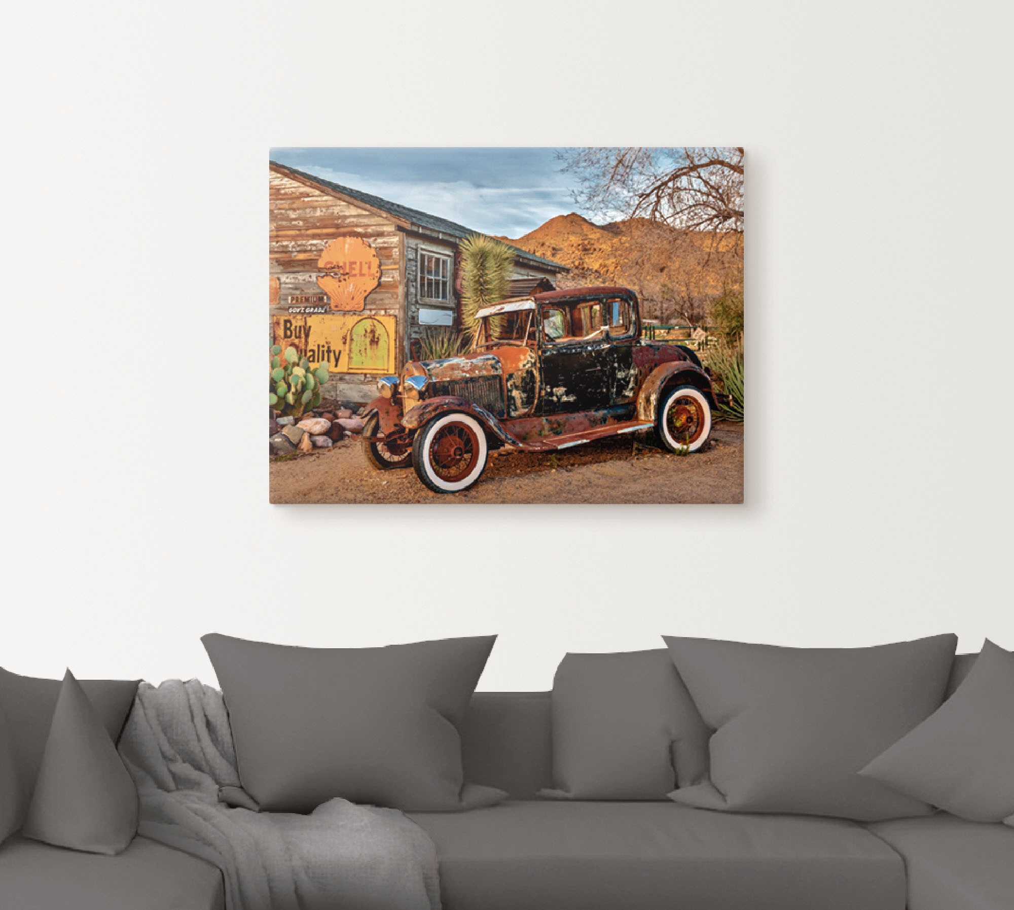 Artland Wandbild »Oldtimer Route 66 Hackberry«, Auto, (1 St.), als Leinwandbild, Wandaufkleber in verschied. Größen