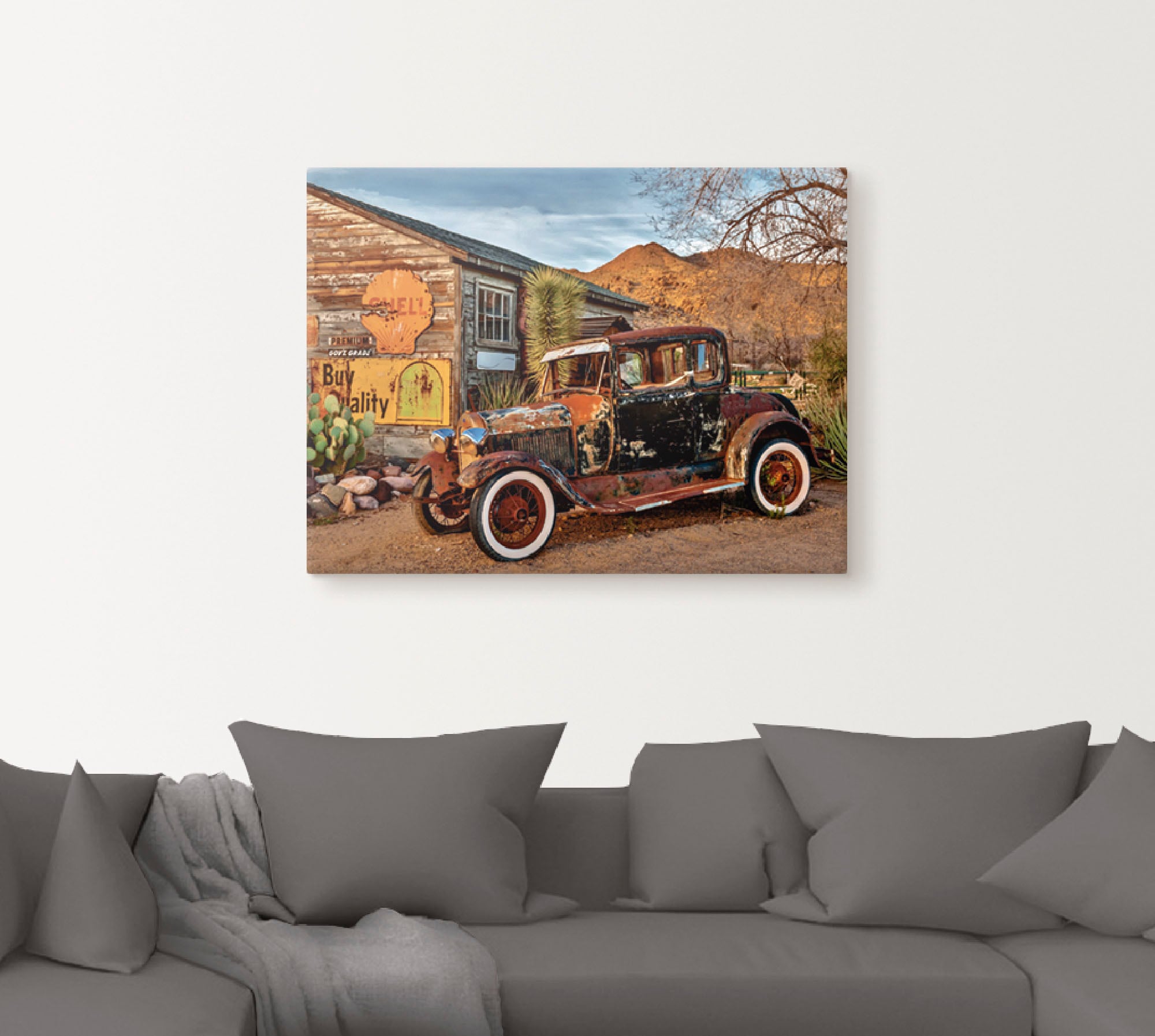 Artland Wandbild »Oldtimer Route 66 Hackberry«, Auto, (1 St.), als Leinwand günstig online kaufen